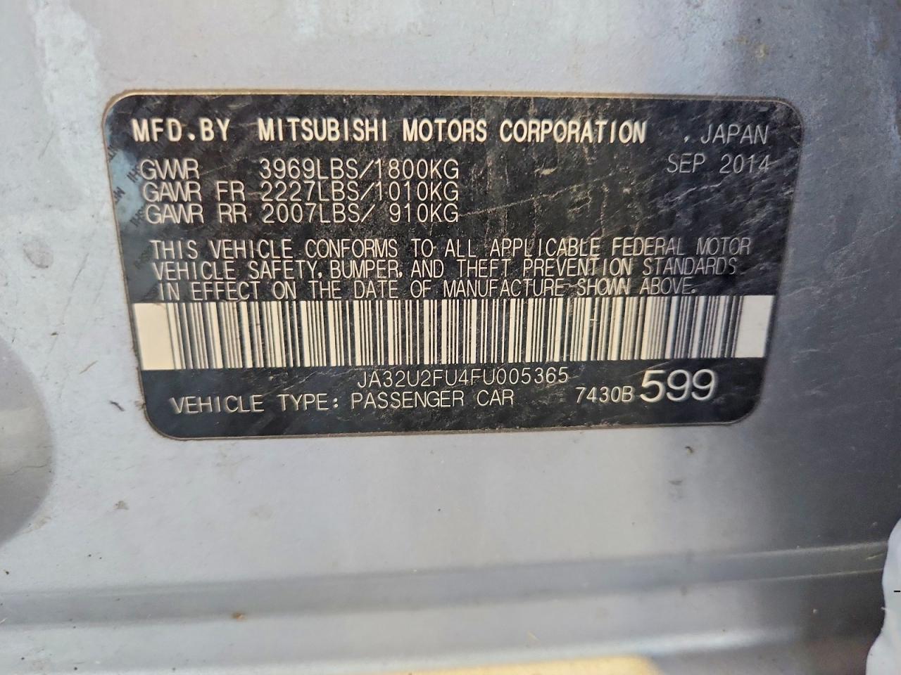 2015 Mitsubishi Lancer Es Silver vin: JA32U2FU4FU005365
