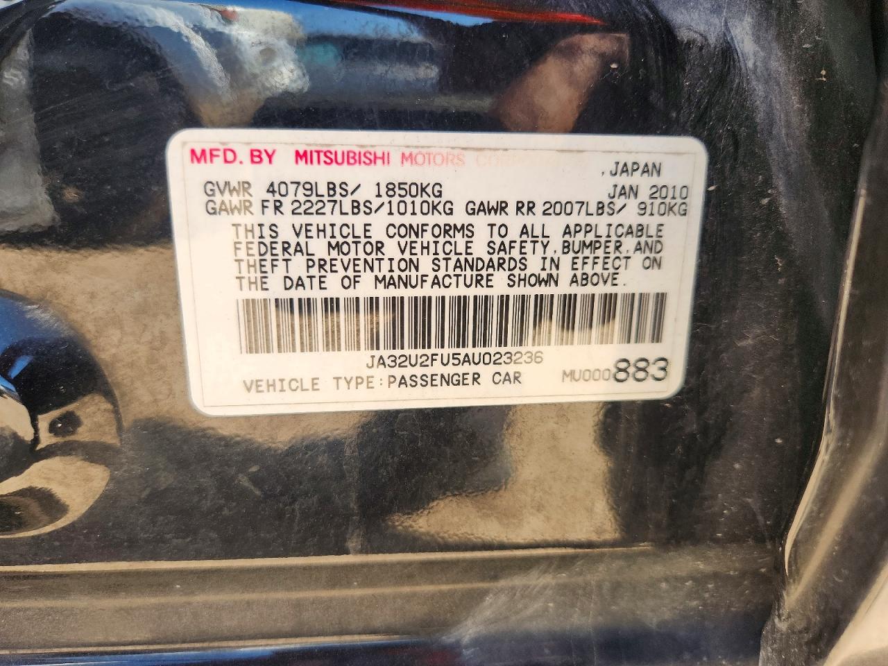 2010 Mitsubishi Lancer Es/es Sport Black vin: JA32U2FU5AU023236