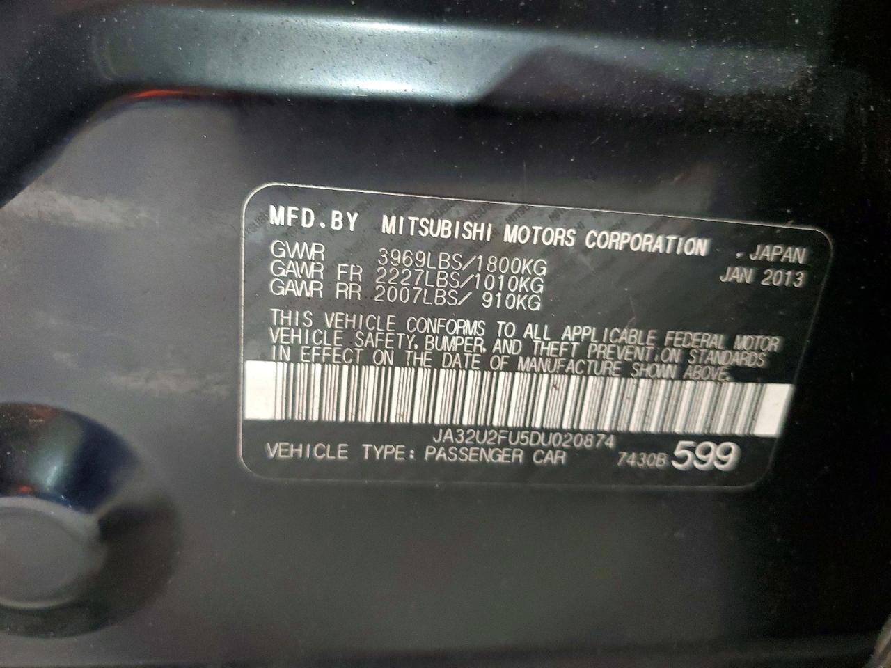 2013 Mitsubishi Lancer Es/es Sport Black vin: JA32U2FU5DU020874