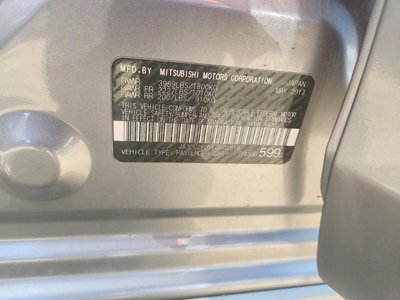 2014 Mitsubishi Lancer Es Silver vin: JA32U2FU5EU002618
