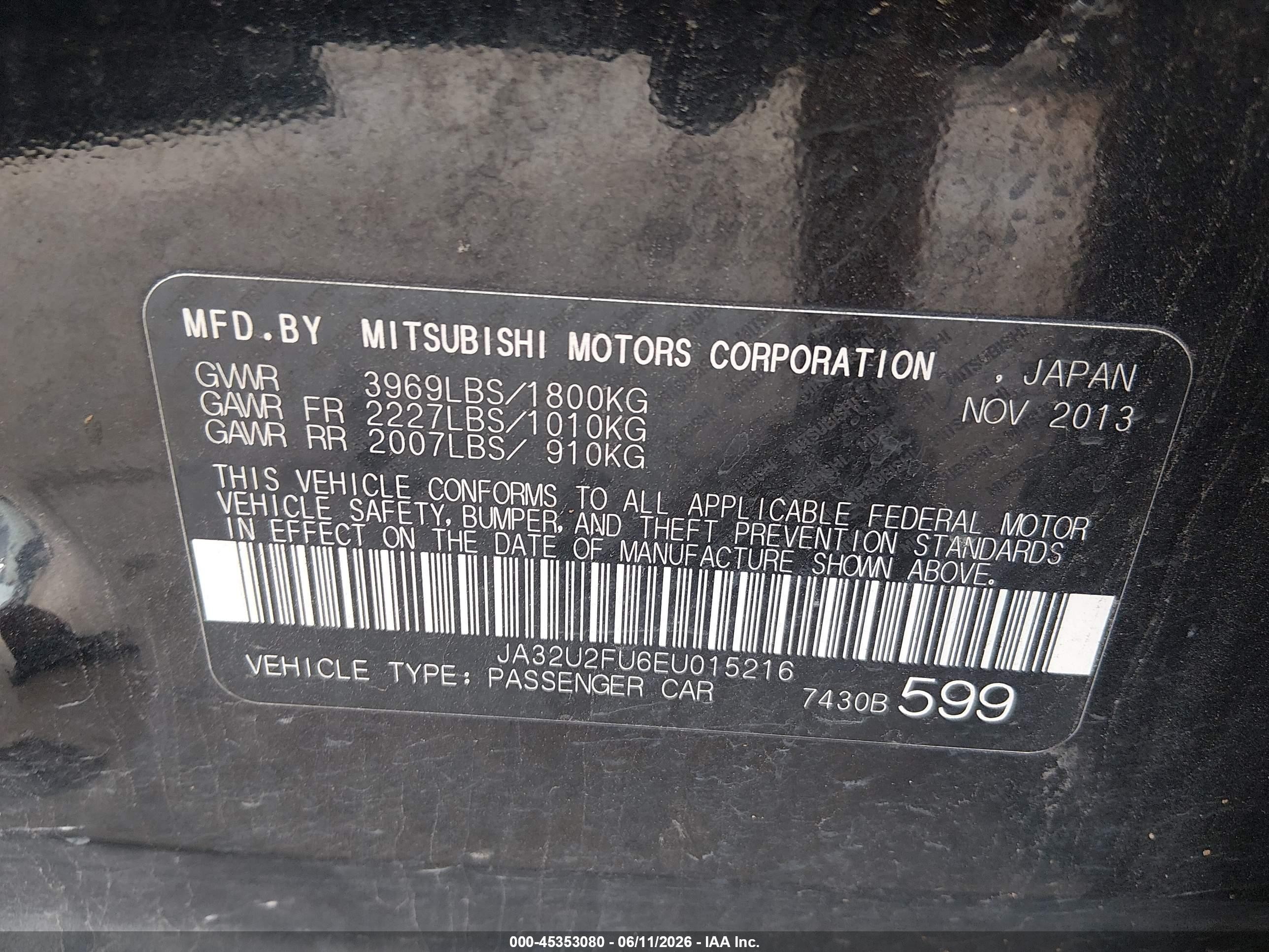 2014 Mitsubishi Lancer Es Черный vin: JA32U2FU6EU015216