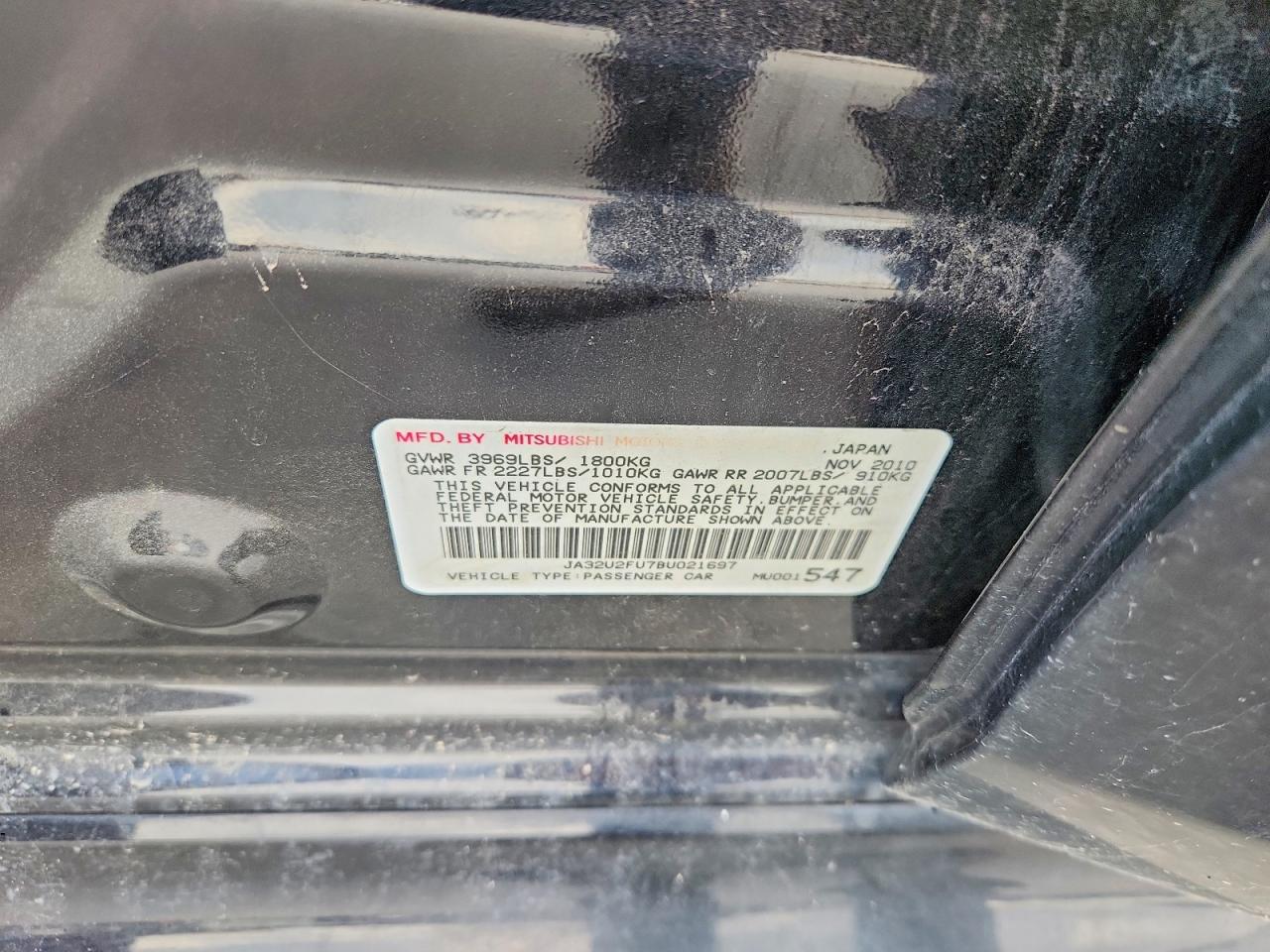 2011 Mitsubishi Lancer Es/es Sport Black vin: JA32U2FU7BU021697