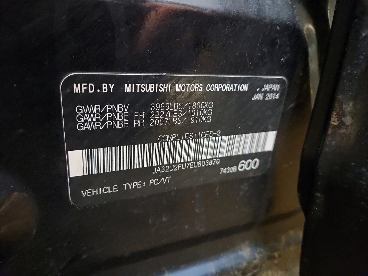 2014 Mitsubishi Lancer Es/es Sport Black vin: JA32U2FU7EU603870