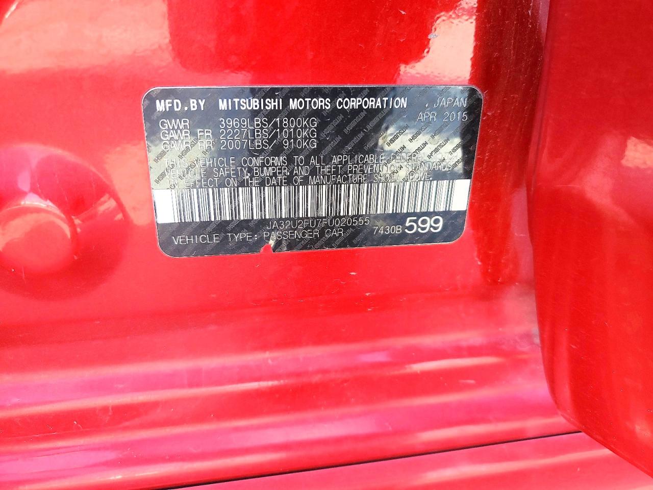 2015 Mitsubishi Lancer Es Red vin: JA32U2FU7FU020555