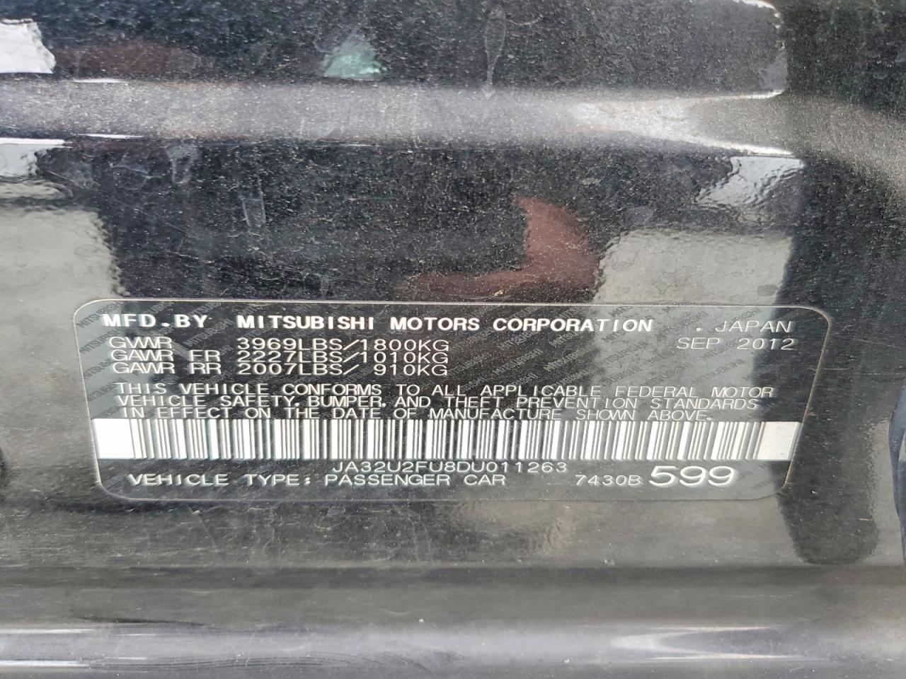 2013 Mitsubishi Lancer Es/es Sport Black vin: JA32U2FU8DU011263