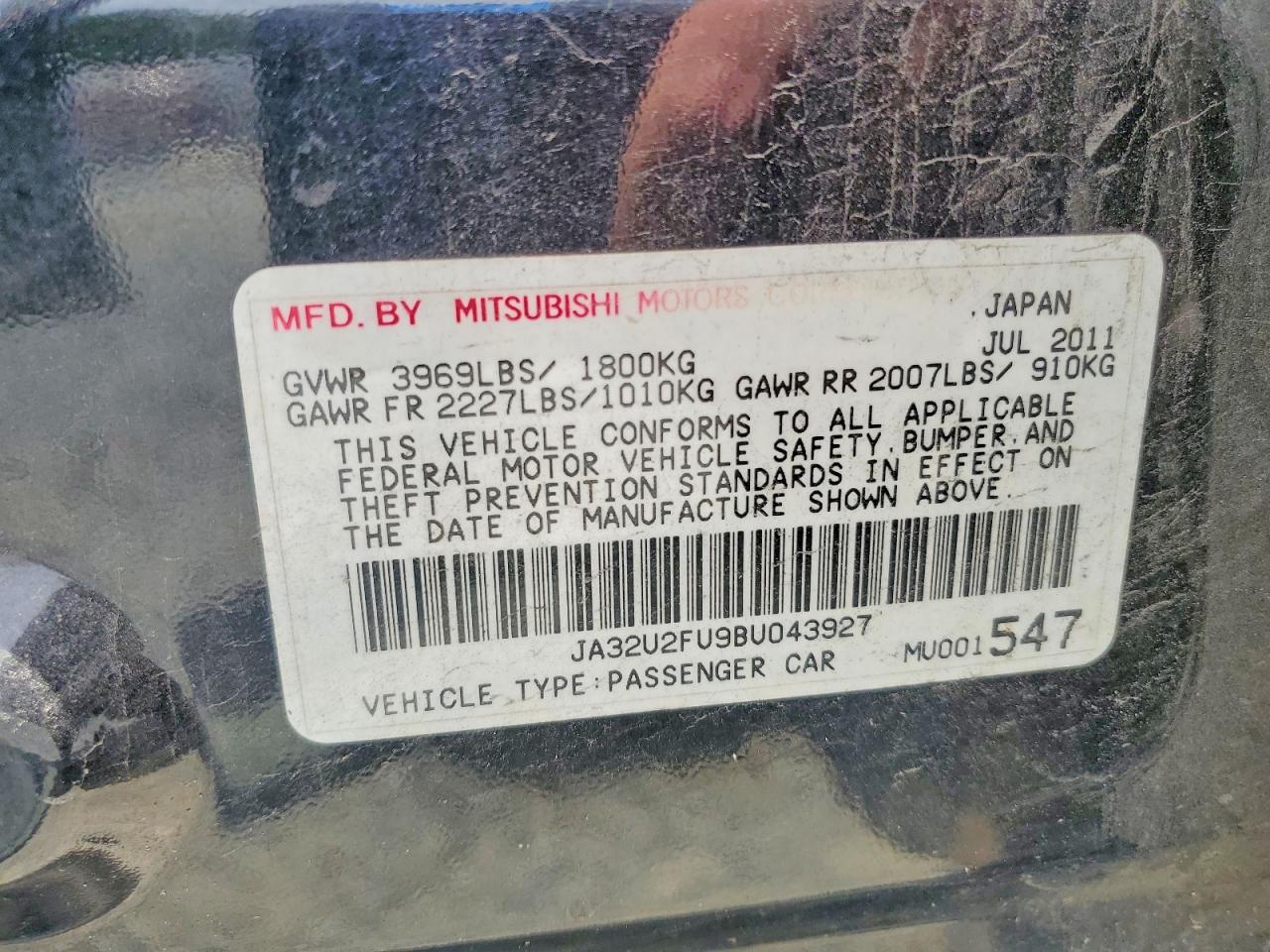 2011 Mitsubishi Lancer Es Black vin: JA32U2FU9BU043927