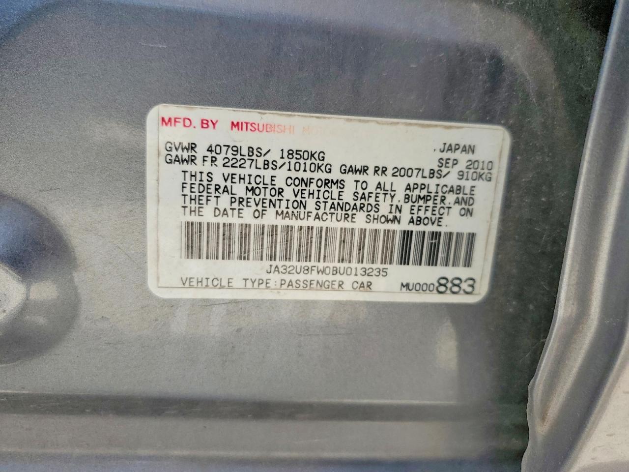 2011 Mitsubishi Lancer Gts Gray vin: JA32U8FW0BU013235