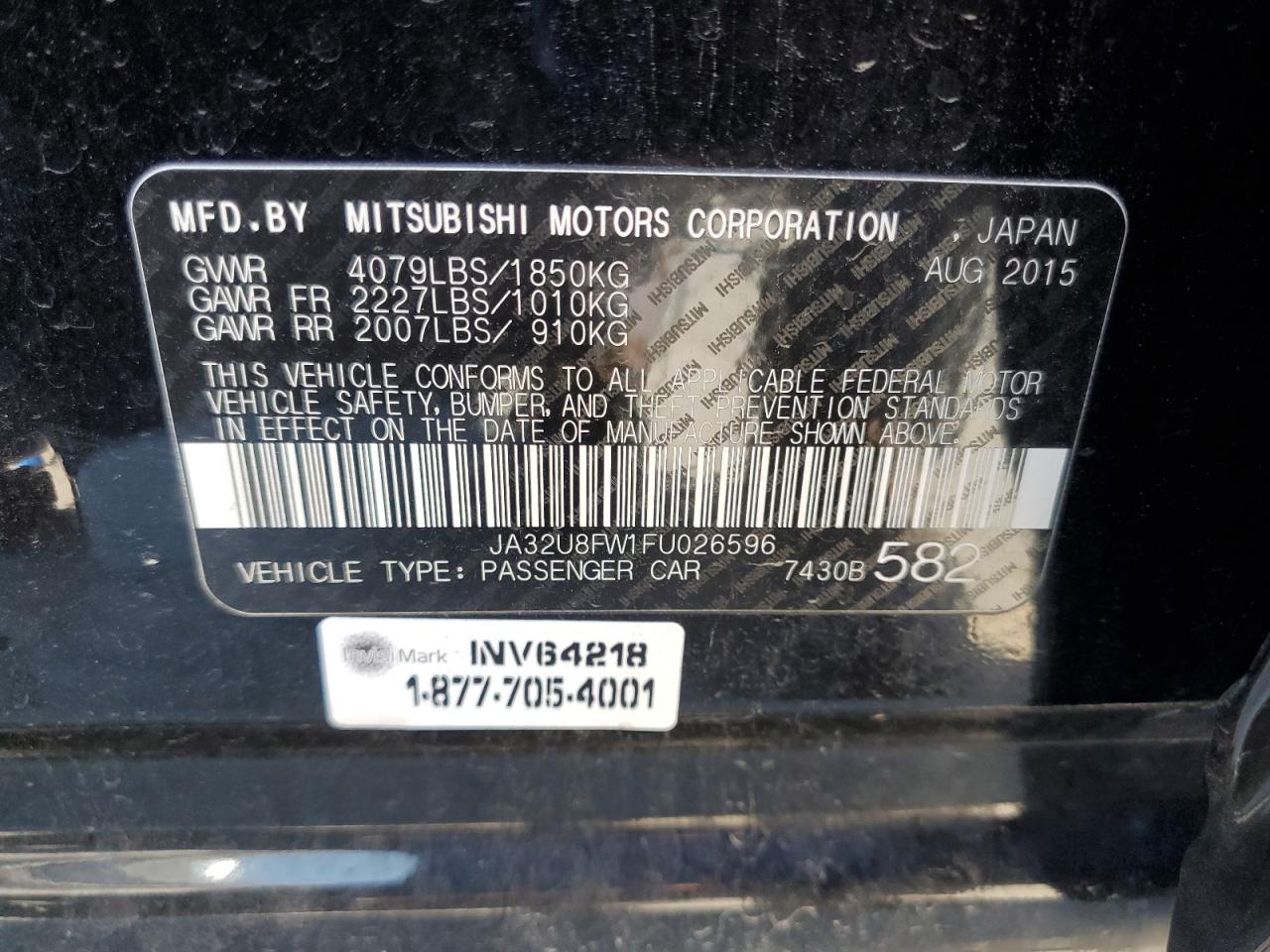 2015 Mitsubishi Lancer Gt Black vin: JA32U8FW1FU026596