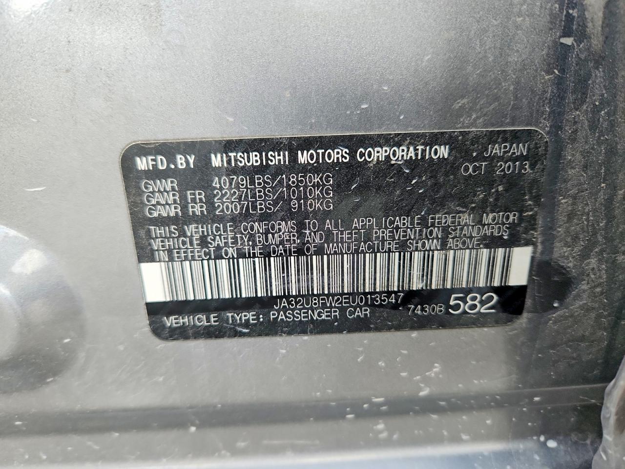 2014 Mitsubishi Lancer Gt Gray vin: JA32U8FW2EU013547