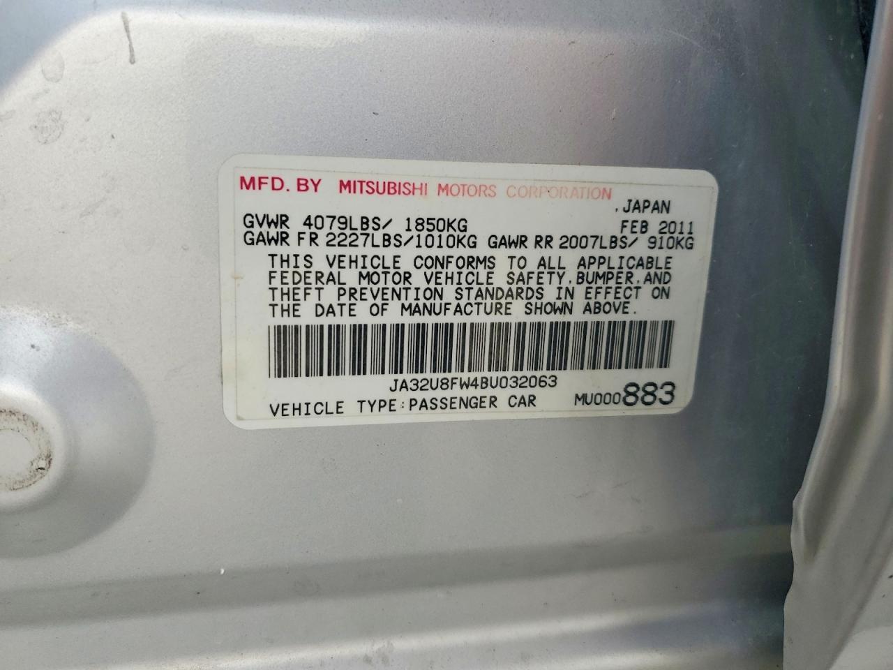 2011 Mitsubishi Lancer Gts Silver vin: JA32U8FW4BU032063