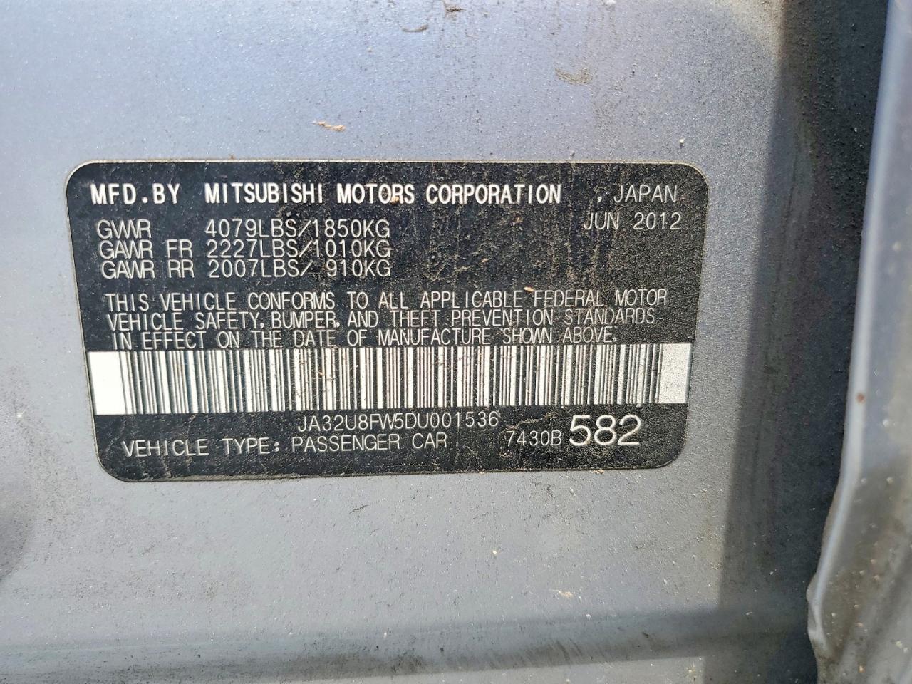 2013 Mitsubishi Lancer Gt Silver vin: JA32U8FW5DU001536