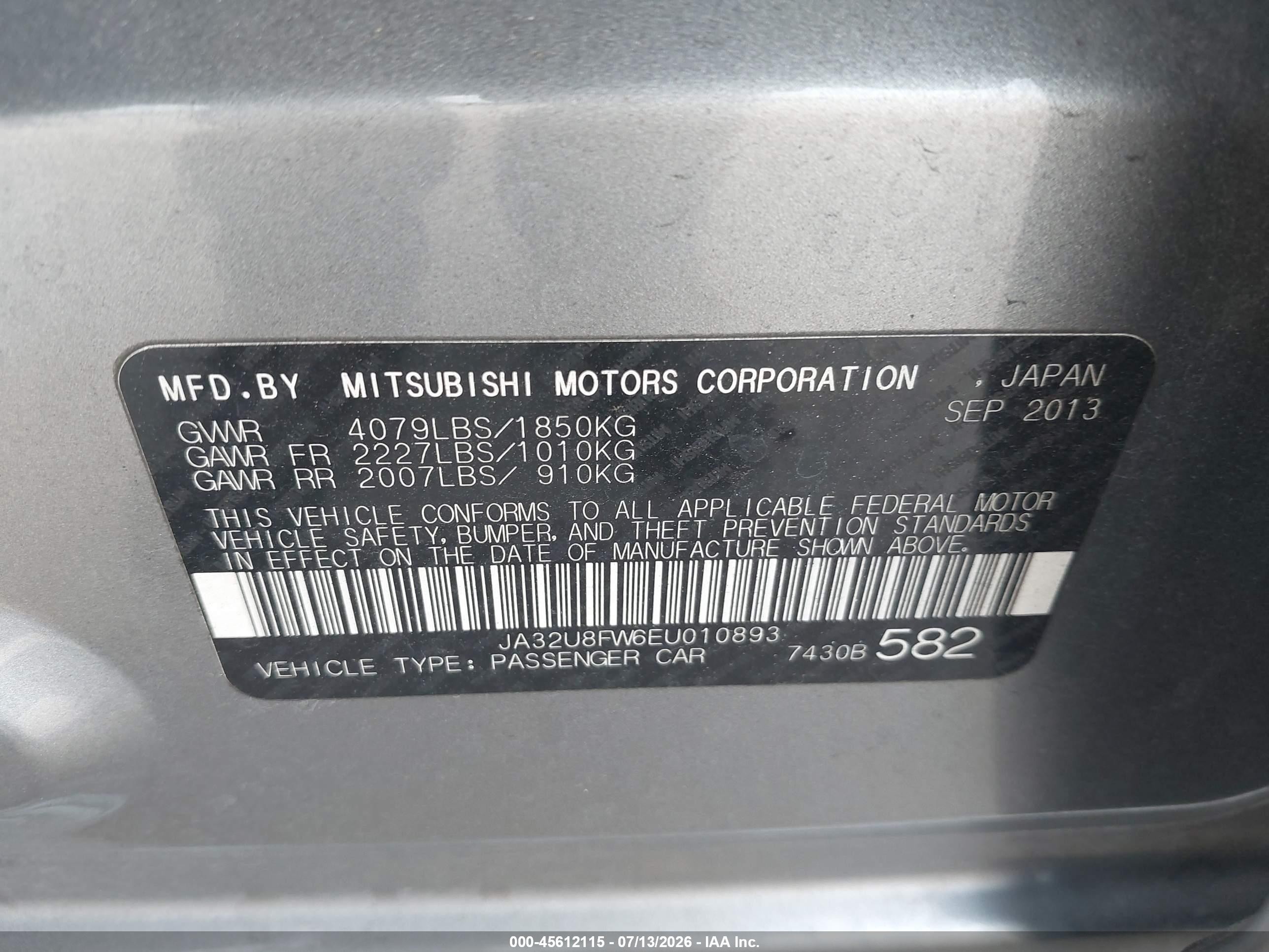 2014 Mitsubishi Lancer Gt Gray vin: JA32U8FW6EU010893