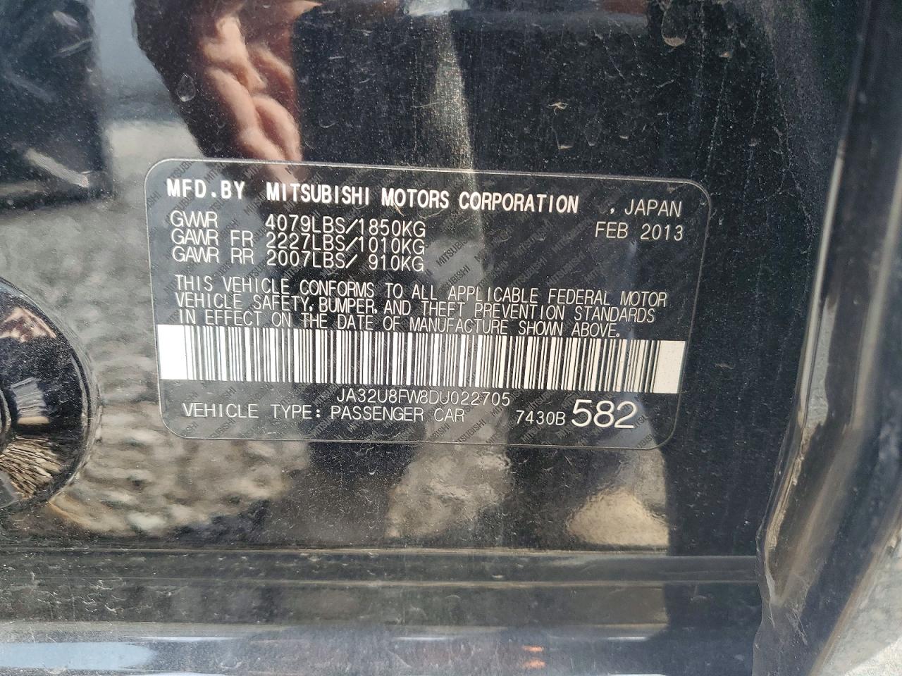 2013 Mitsubishi Lancer Gt Black vin: JA32U8FW8DU022705