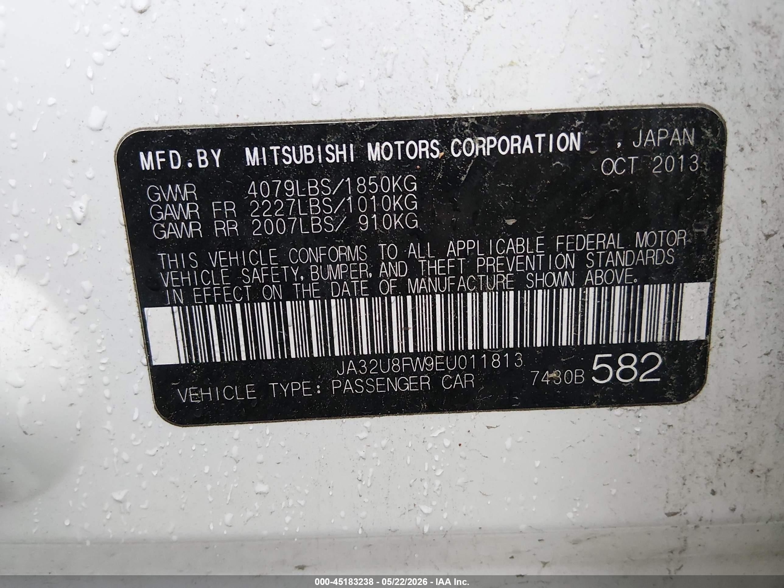 2014 Mitsubishi Lancer Gt White vin: JA32U8FW9EU011813
