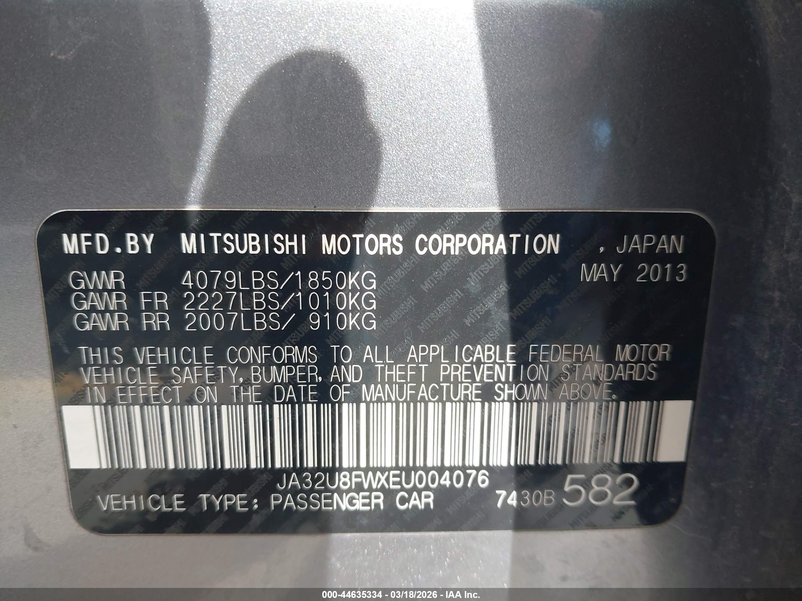 2014 Mitsubishi Lancer Gt Gray vin: JA32U8FWXEU004076