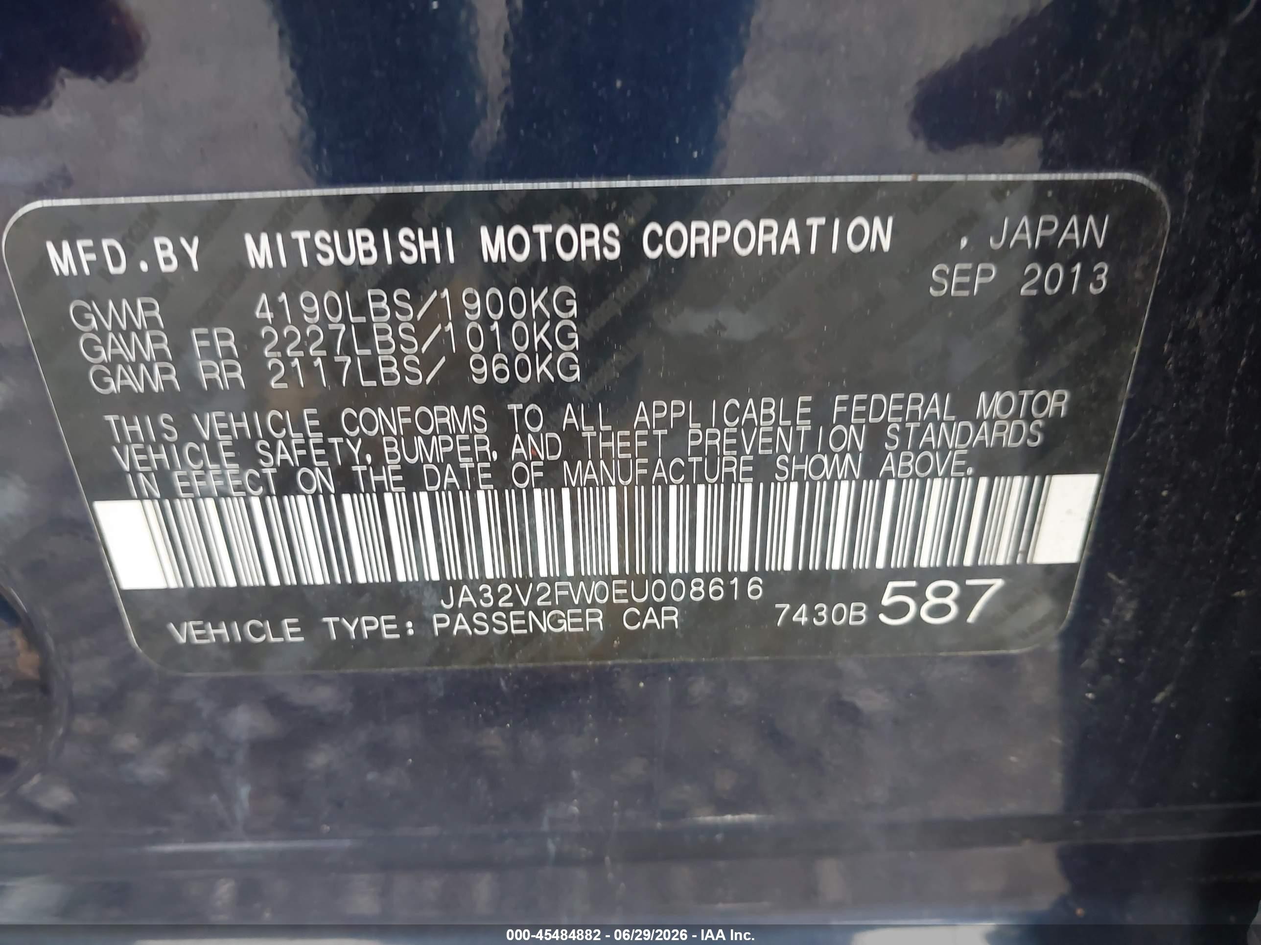 2014 Mitsubishi Lancer Se Blue vin: JA32V2FW0EU008616