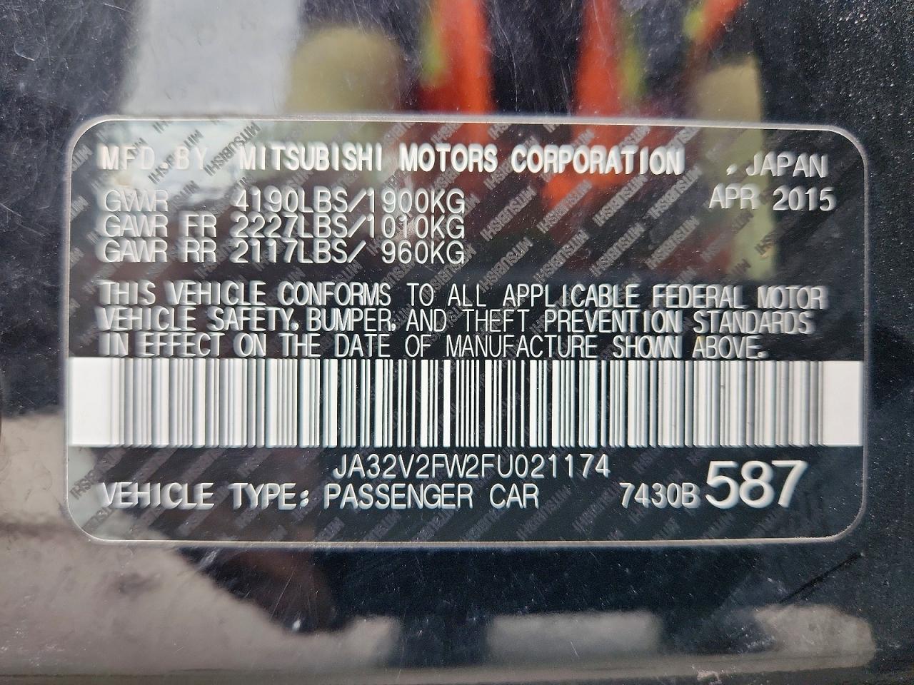 2015 Mitsubishi Lancer Se Black vin: JA32V2FW2FU021174