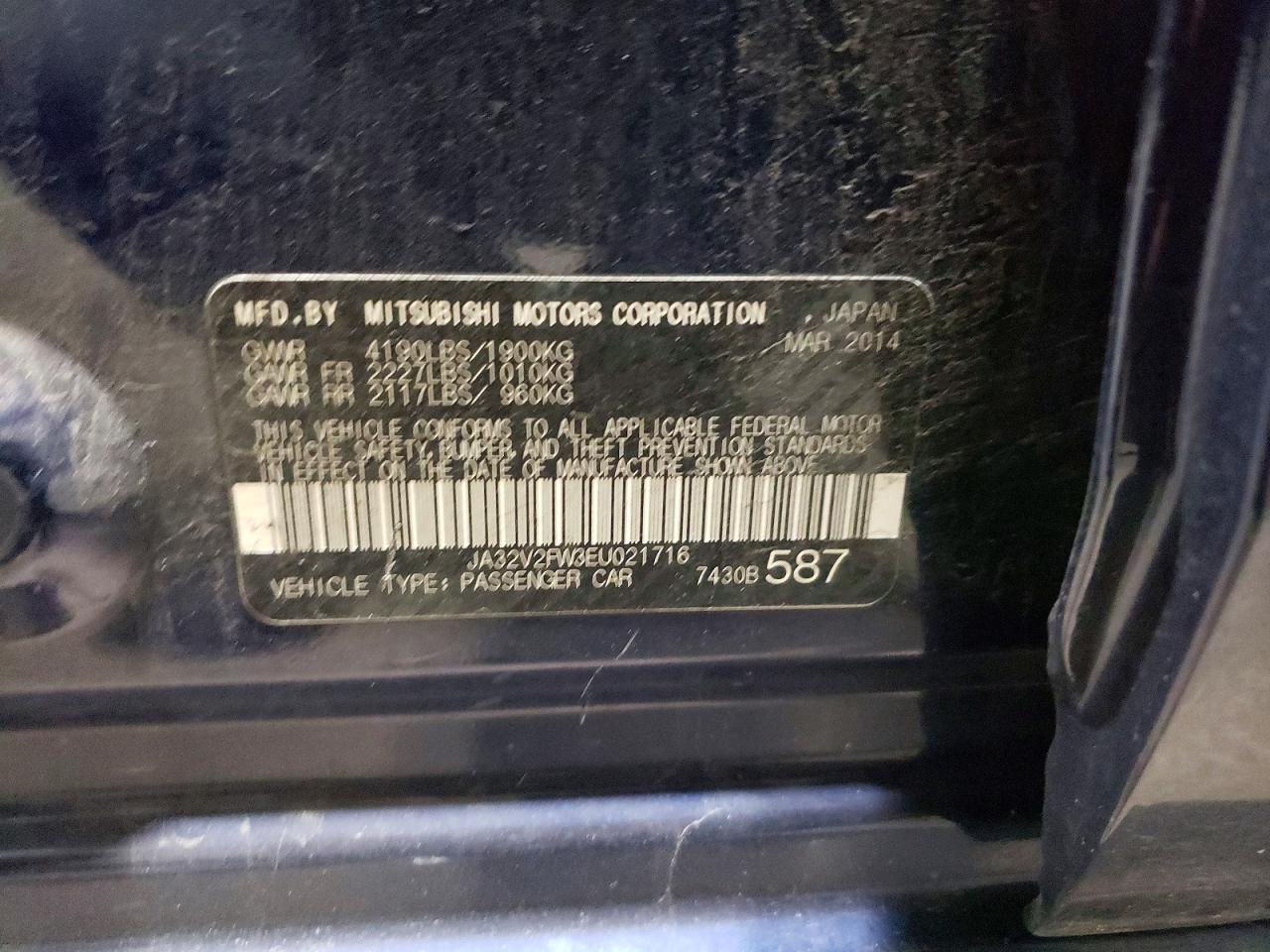 2014 Mitsubishi Lancer Se Blue vin: JA32V2FW3EU021716