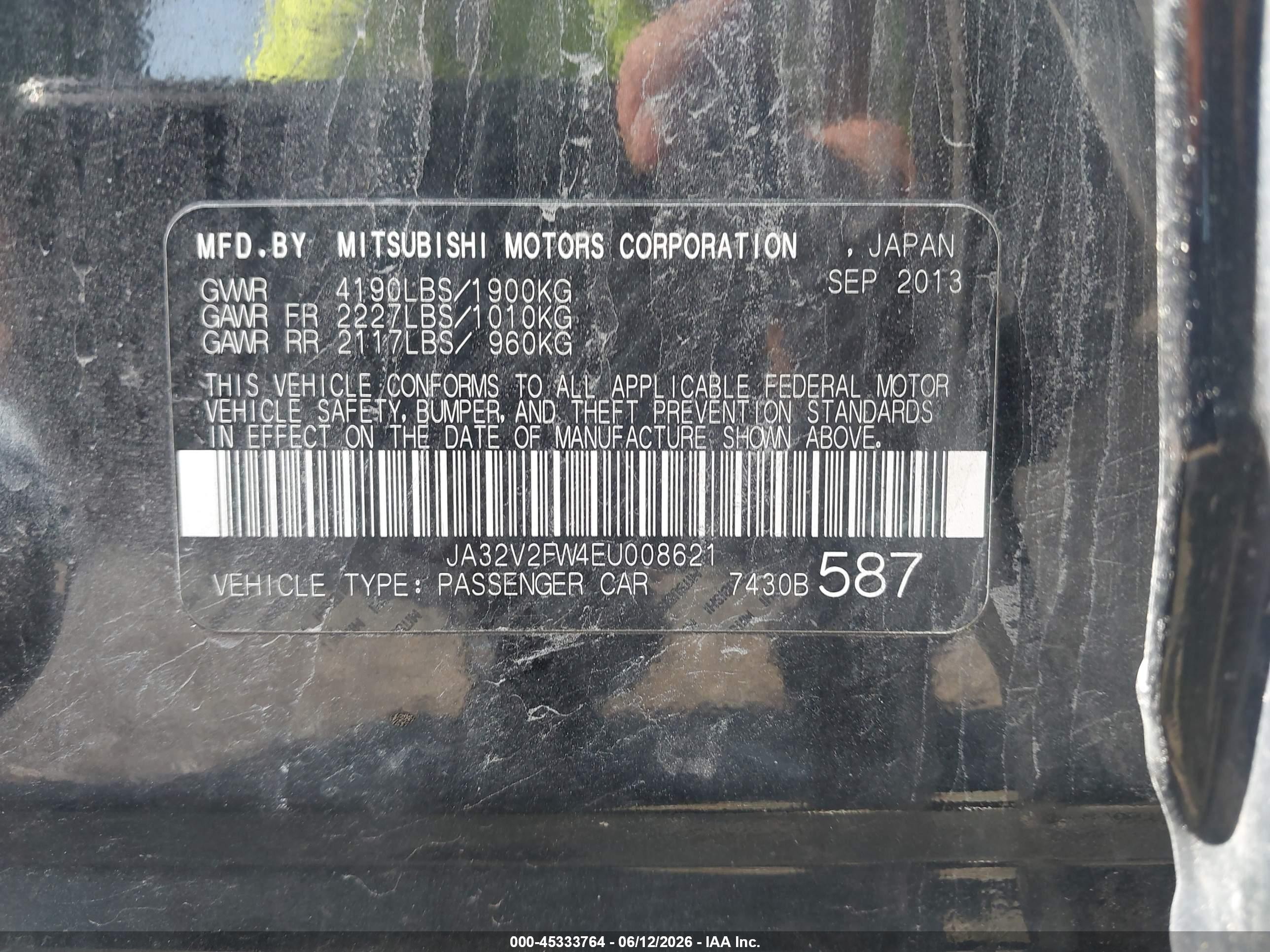 2014 Mitsubishi Lancer Se Black vin: JA32V2FW4EU008621