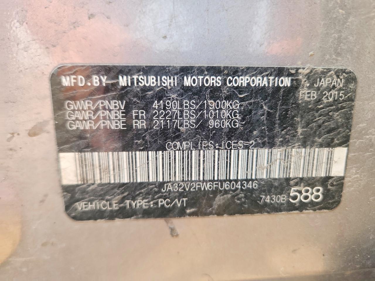 2015 Mitsubishi Lancer Se Серебряный vin: JA32V2FW6FU604346