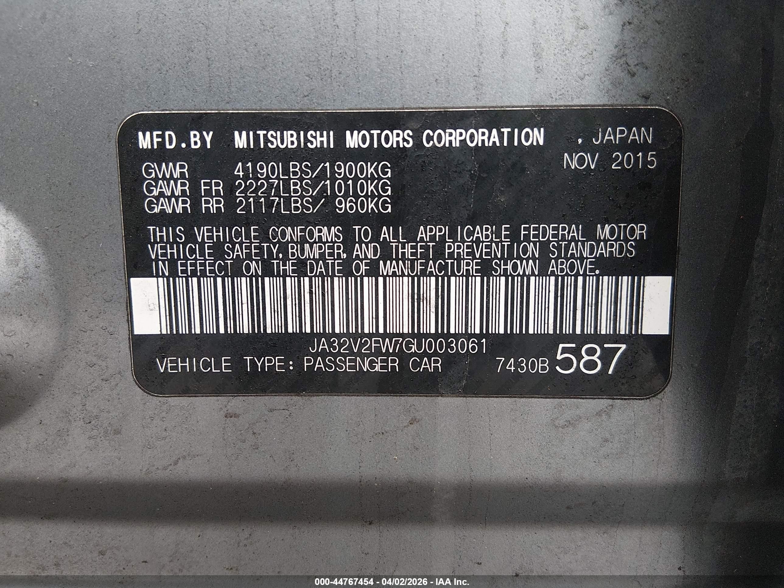 2016 Mitsubishi Lancer Es Light Blue vin: JA32V2FW7GU003061