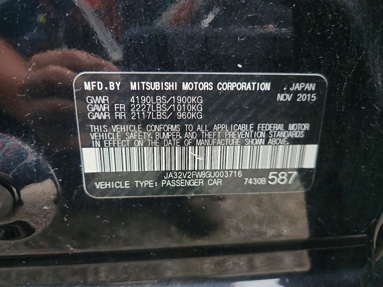 2016 Mitsubishi Lancer Es Black vin: JA32V2FW8GU003716