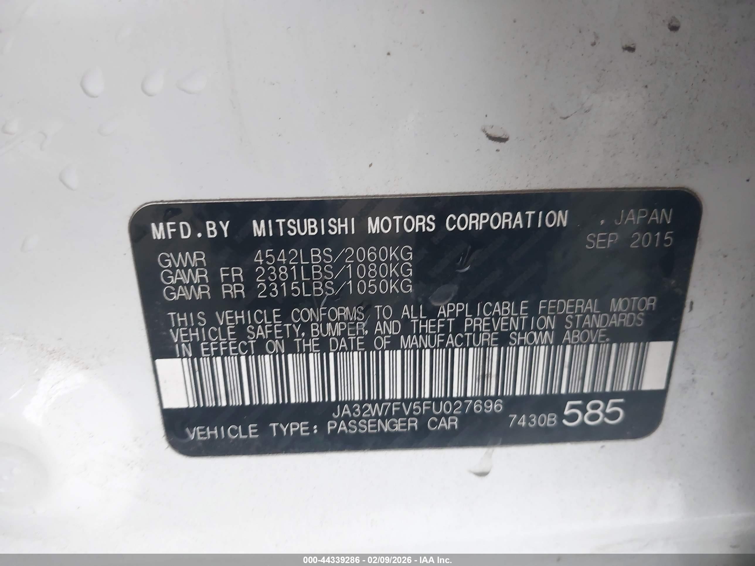 2015 Mitsubishi Lancer Evolution Final Edition White vin: JA32W7FV5FU027696