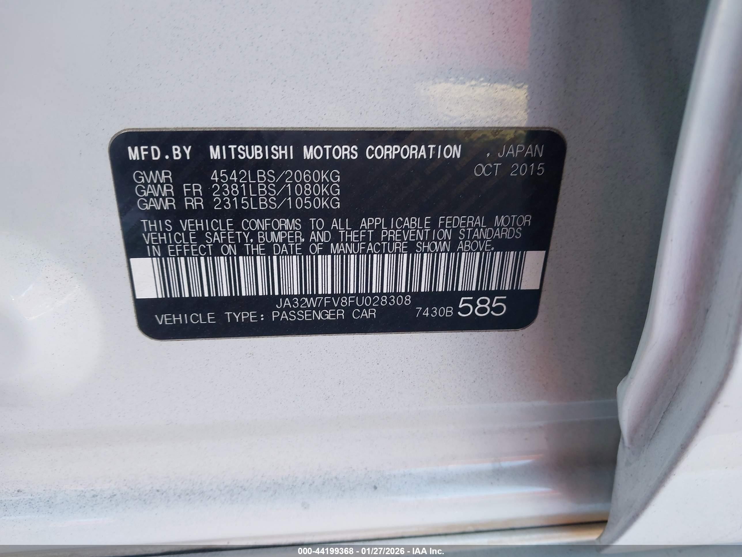 2015 Mitsubishi Lancer Evolution Final Edition White vin: JA32W7FV8FU028308