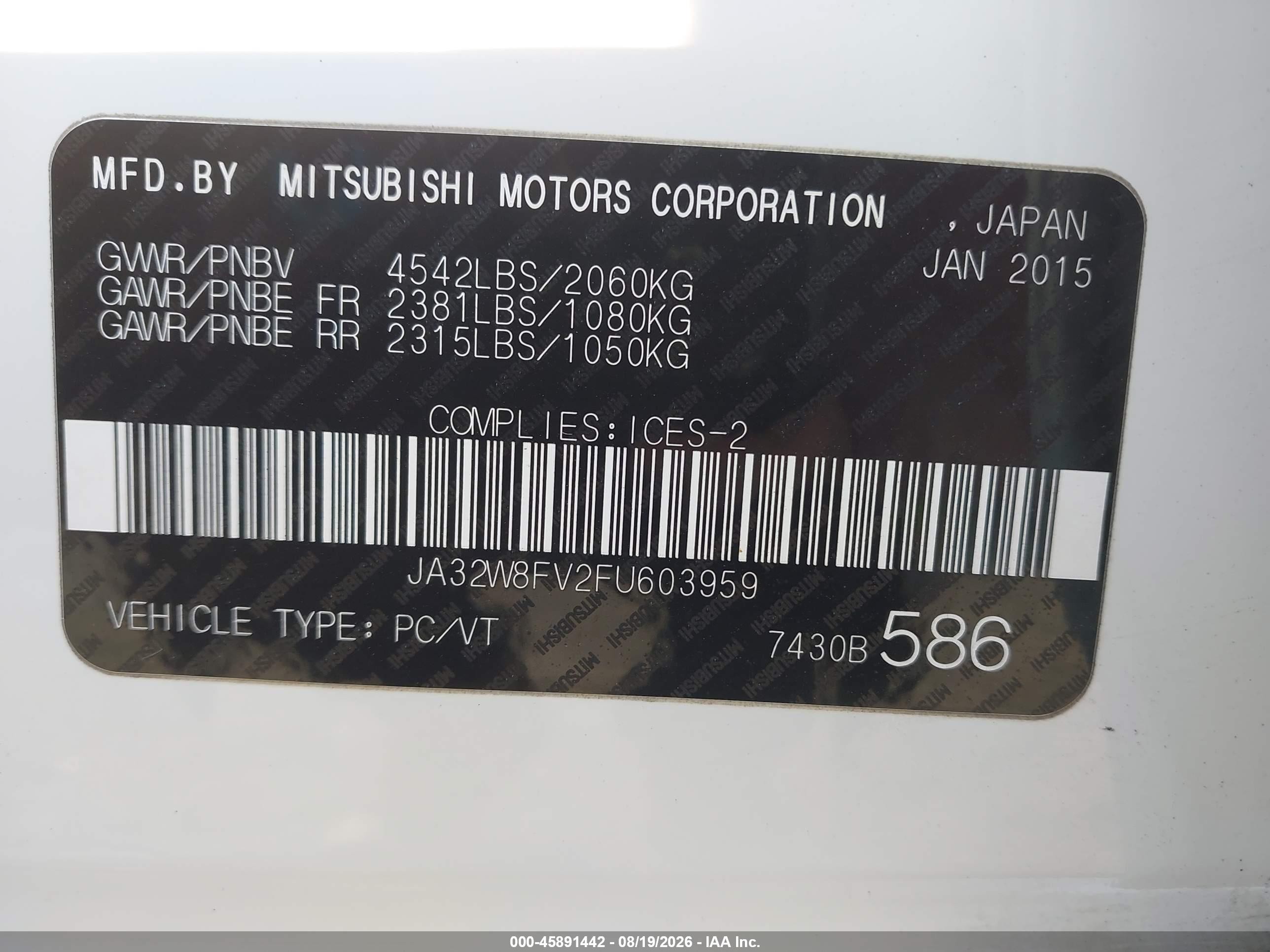 2015 Mitsubishi Lancer Evolution Gsr White vin: JA32W8FV2FU603959