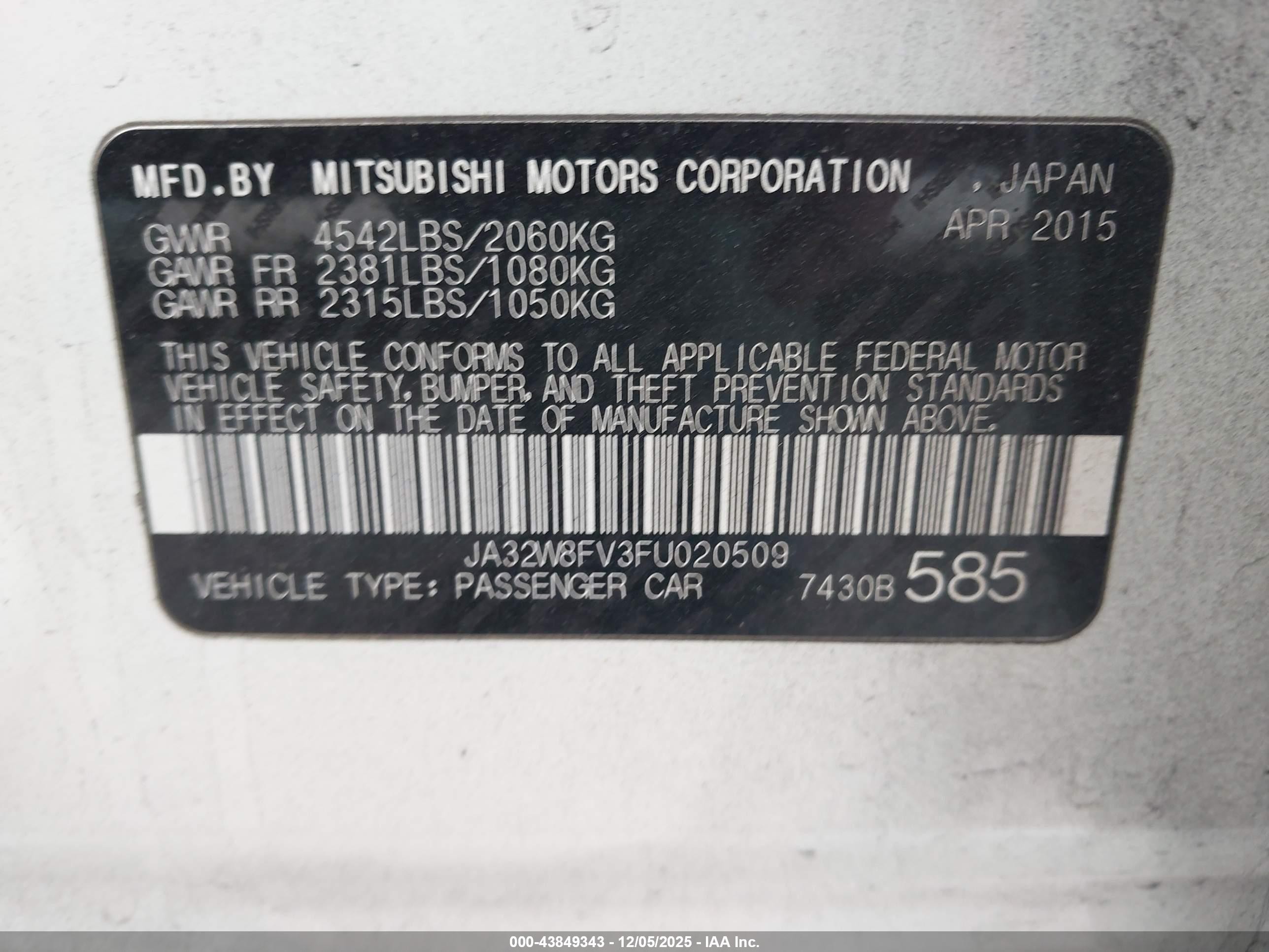 2015 Mitsubishi Lancer Evolution Gsr White vin: JA32W8FV3FU020509