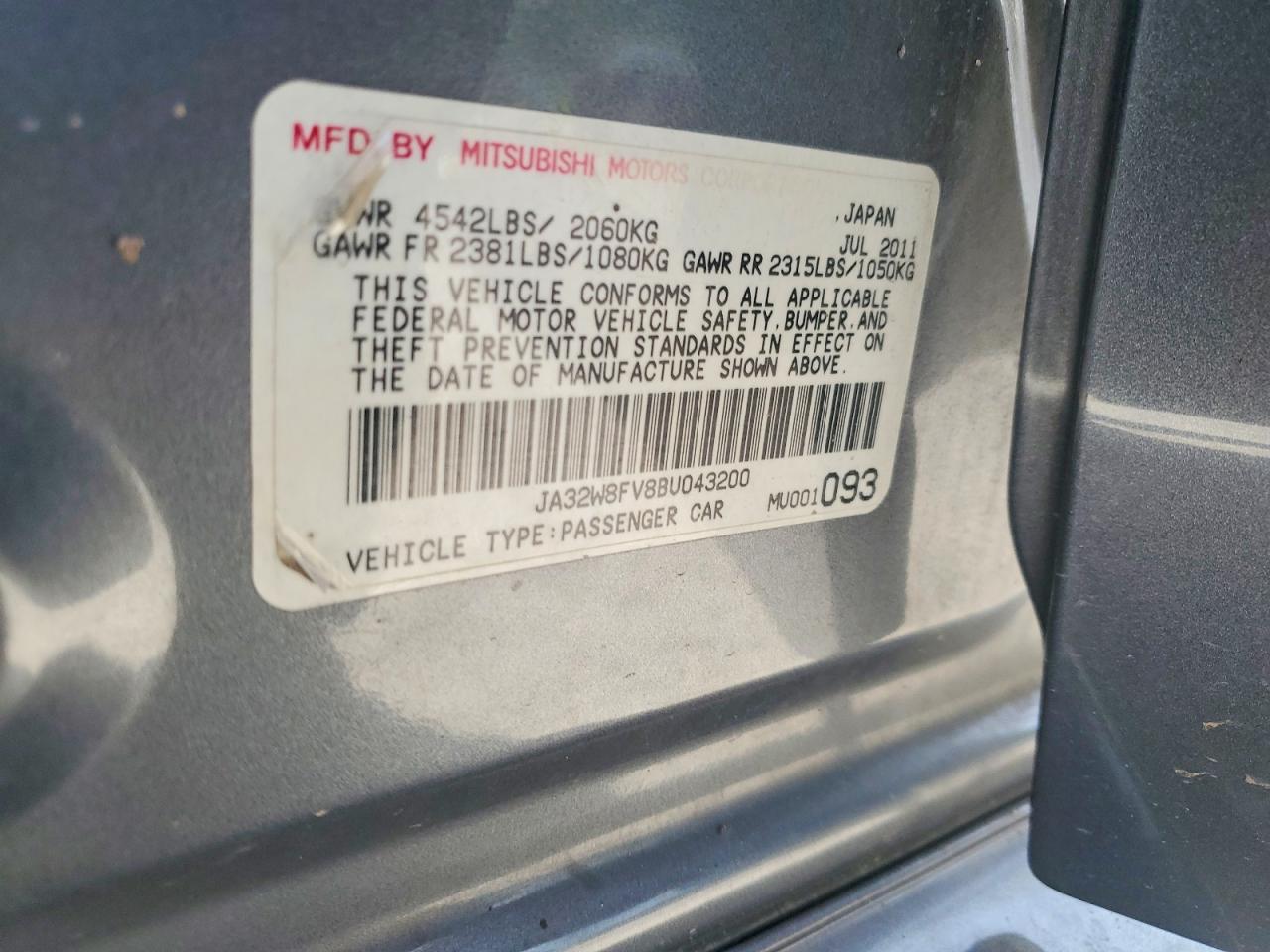 2011 Mitsubishi Lancer Evolution Se Black vin: JA32W8FV8BU043200