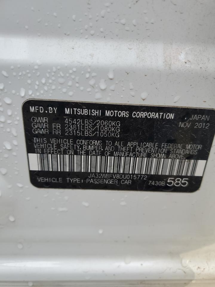 2013 Mitsubishi Lancer Evolution Gsr White vin: JA32W8FV8DU015772