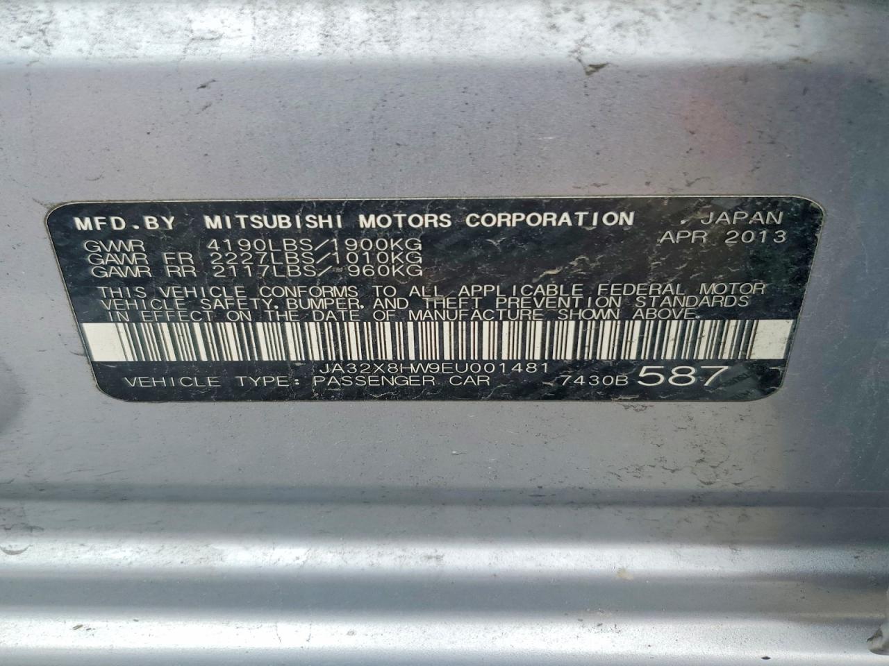 2014 Mitsubishi Lancer Gt Silver vin: JA32X8HW9EU001481
