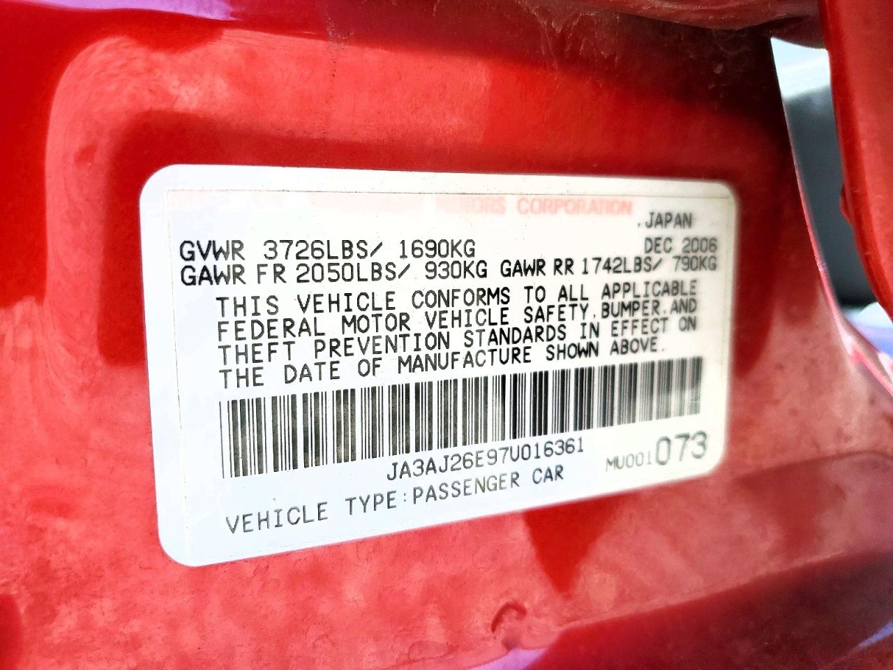 2007 Mitsubishi Lancer Es Maroon vin: JA3AJ26E97U016361