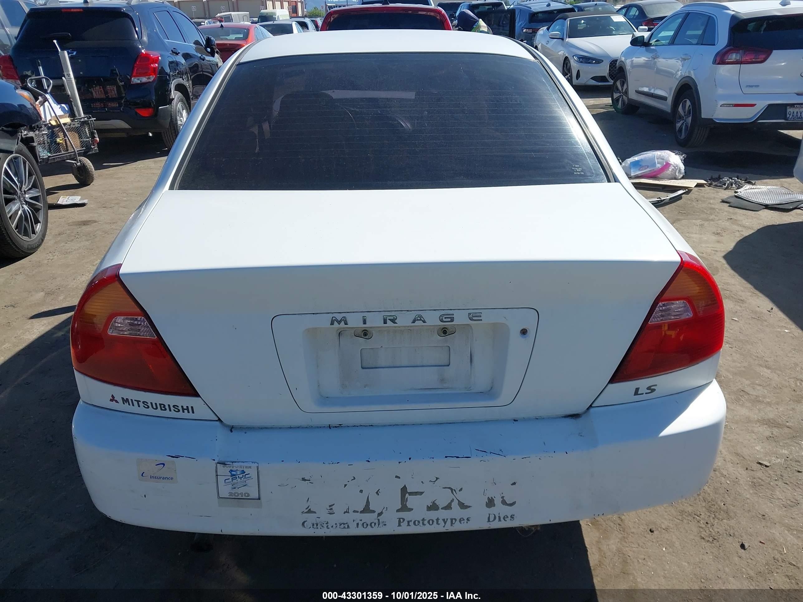 2001 Mitsubishi Mirage Ls White vin: JA3AY36C31U016573