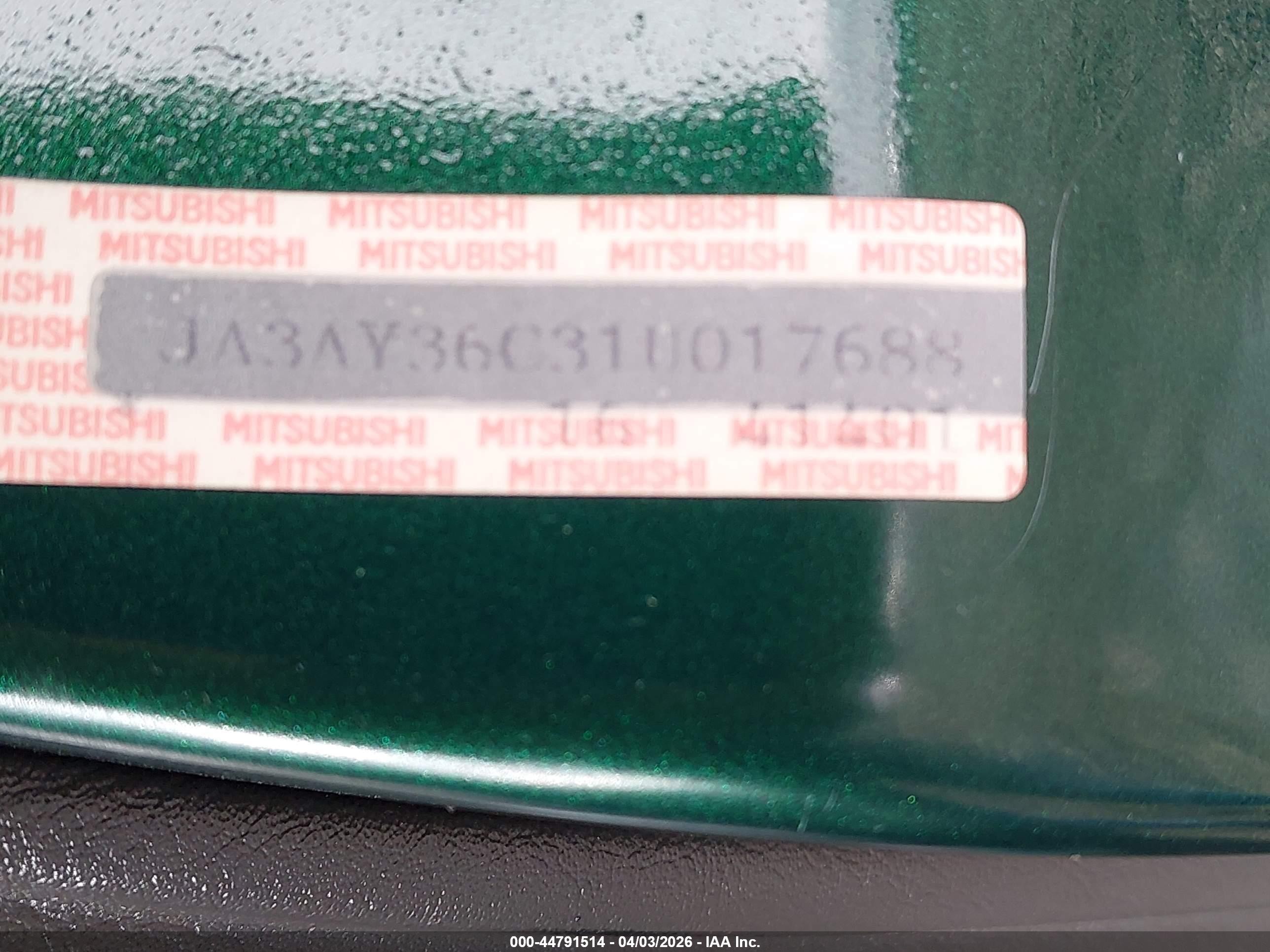 2001 Mitsubishi Mirage Ls Green vin: JA3AY36C31U017688