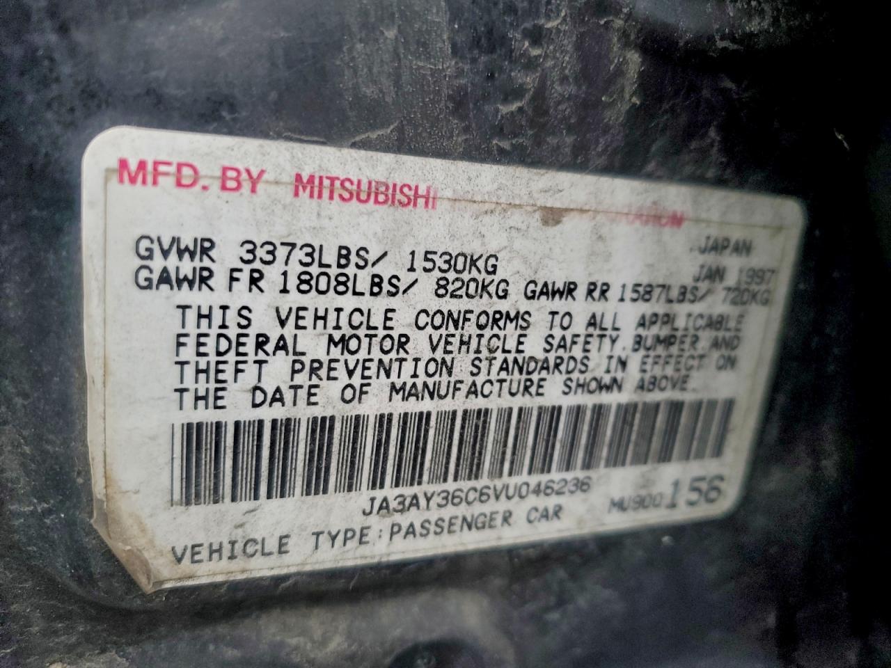 1997 Mitsubishi Mirage Ls Black vin: JA3AY36C6VU046236
