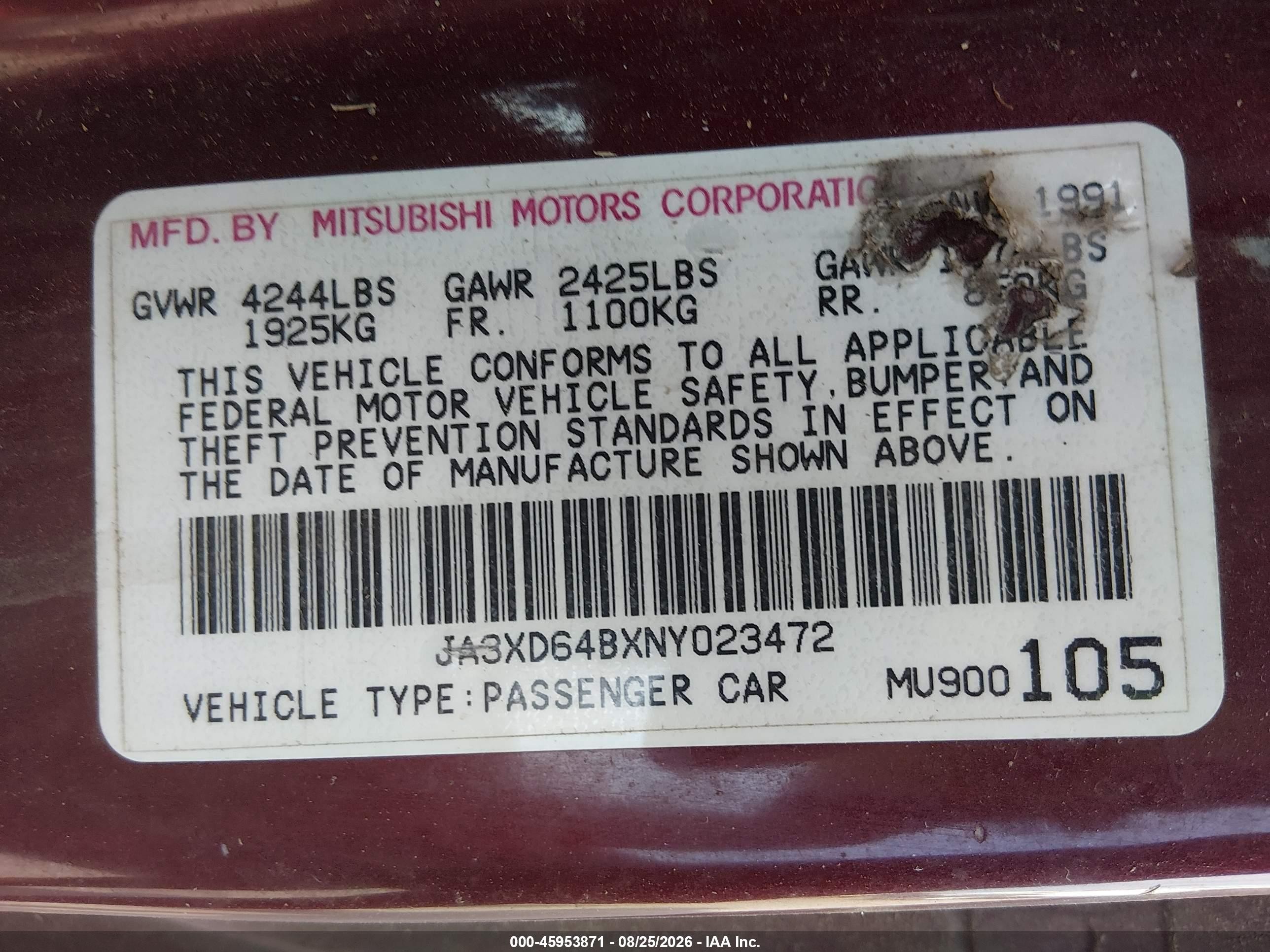 1992 Mitsubishi 3000 Gt Sl Red vin: JA3XD64BXNY023472