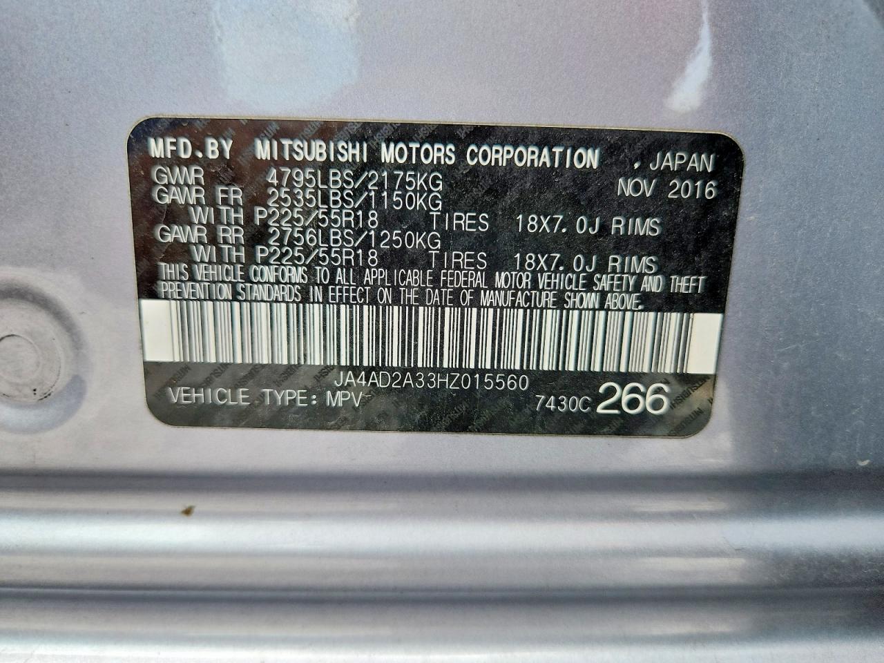2017 Mitsubishi Outlander Es Silver vin: JA4AD2A33HZ015560
