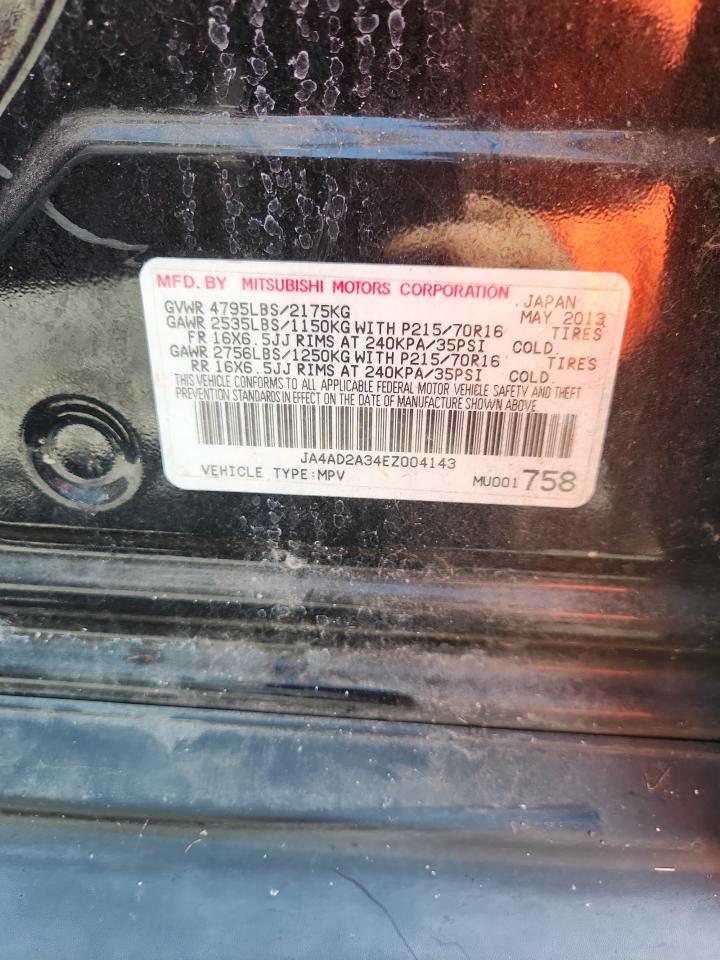 2014 Mitsubishi Outlander Es Black vin: JA4AD2A34EZ004143