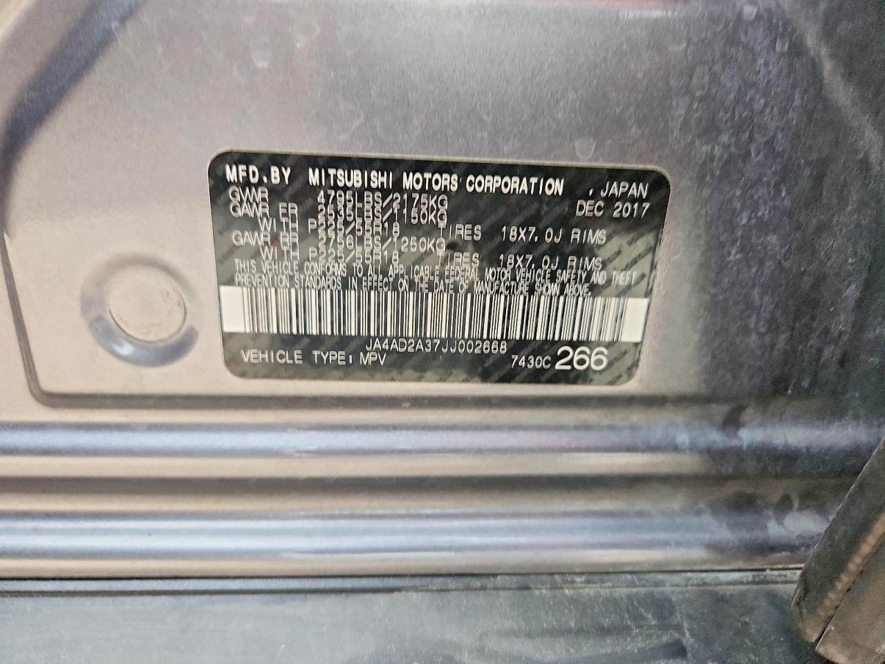 2018 Mitsubishi Outlander Es Серый vin: JA4AD2A37JJ002668
