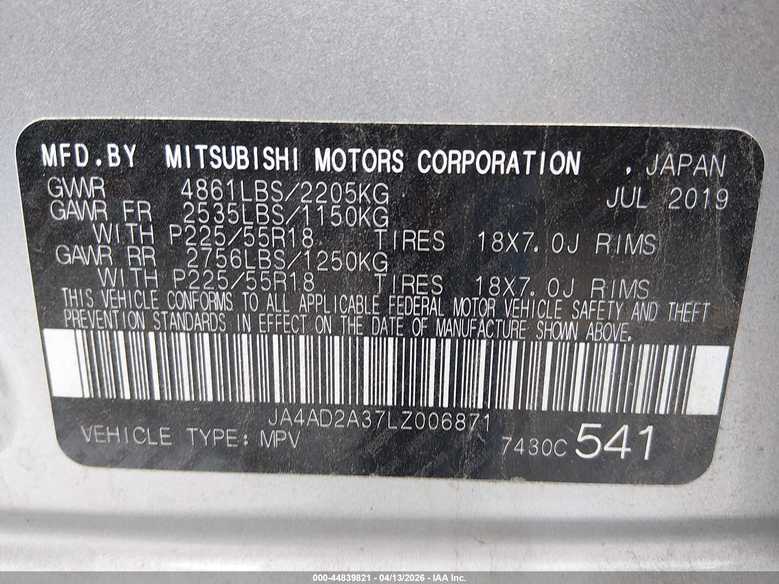 2020 Mitsubishi Outlander Es 2.4 Silver vin: JA4AD2A37LZ006871