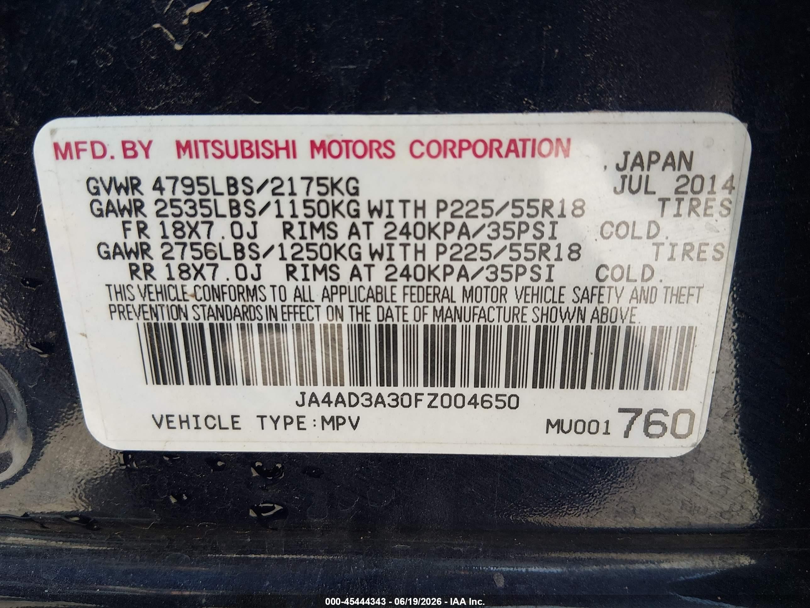 2015 Mitsubishi Outlander Se Dark Blue vin: JA4AD3A30FZ004650