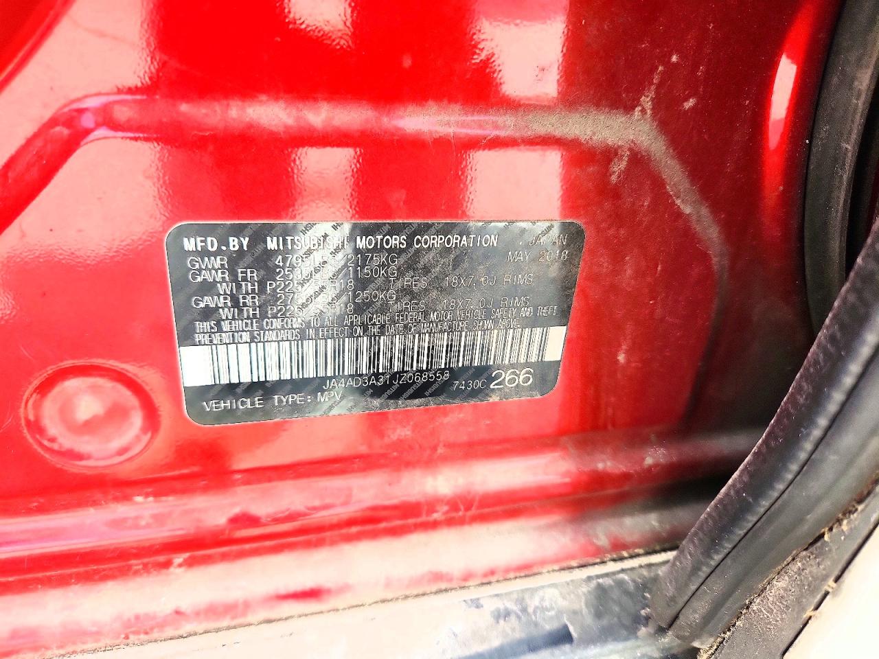 2018 Mitsubishi Outlander Se Red vin: JA4AD3A31JZ068558