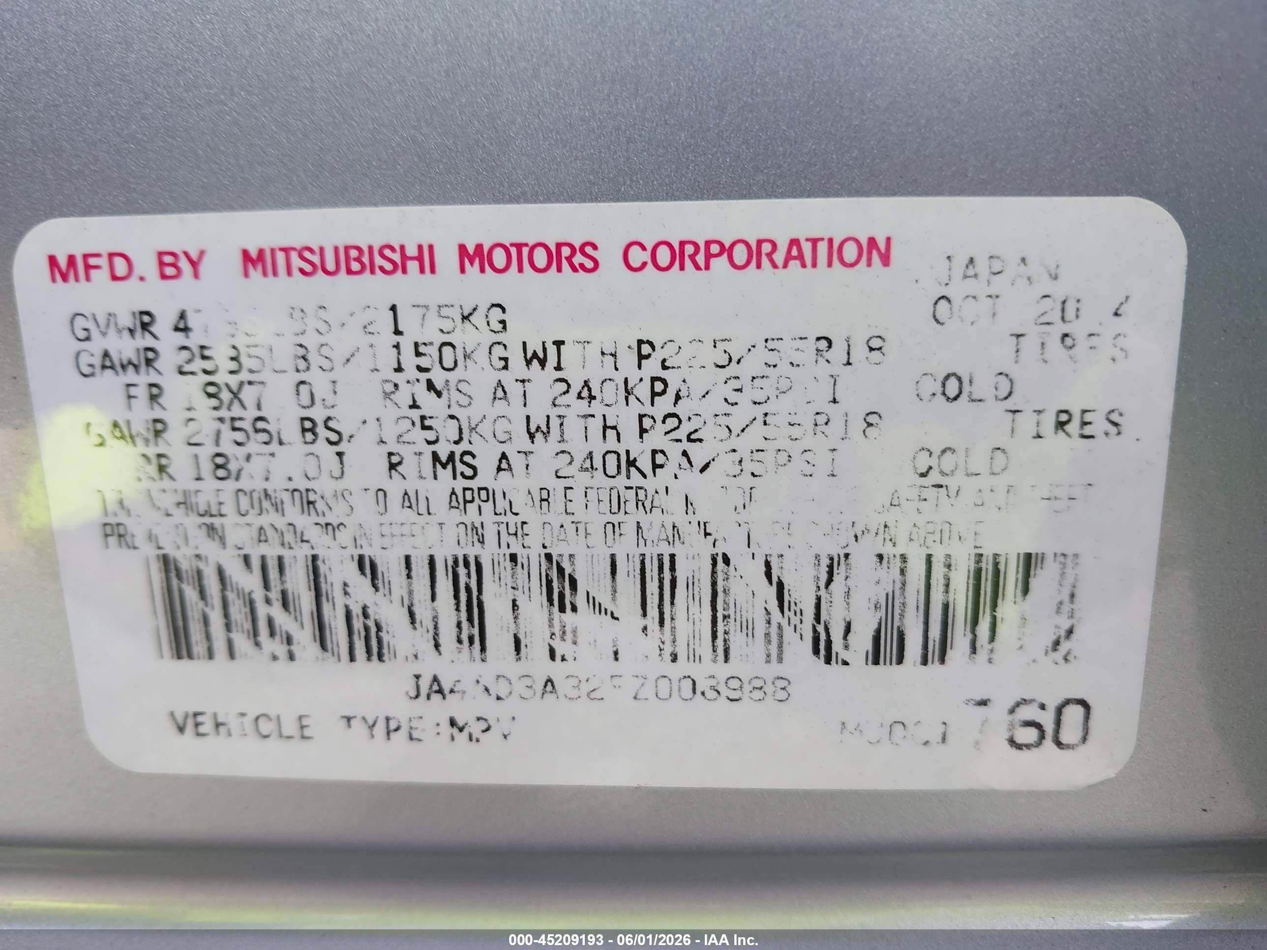 2015 Mitsubishi Outlander Se Silver vin: JA4AD3A32FZ008988