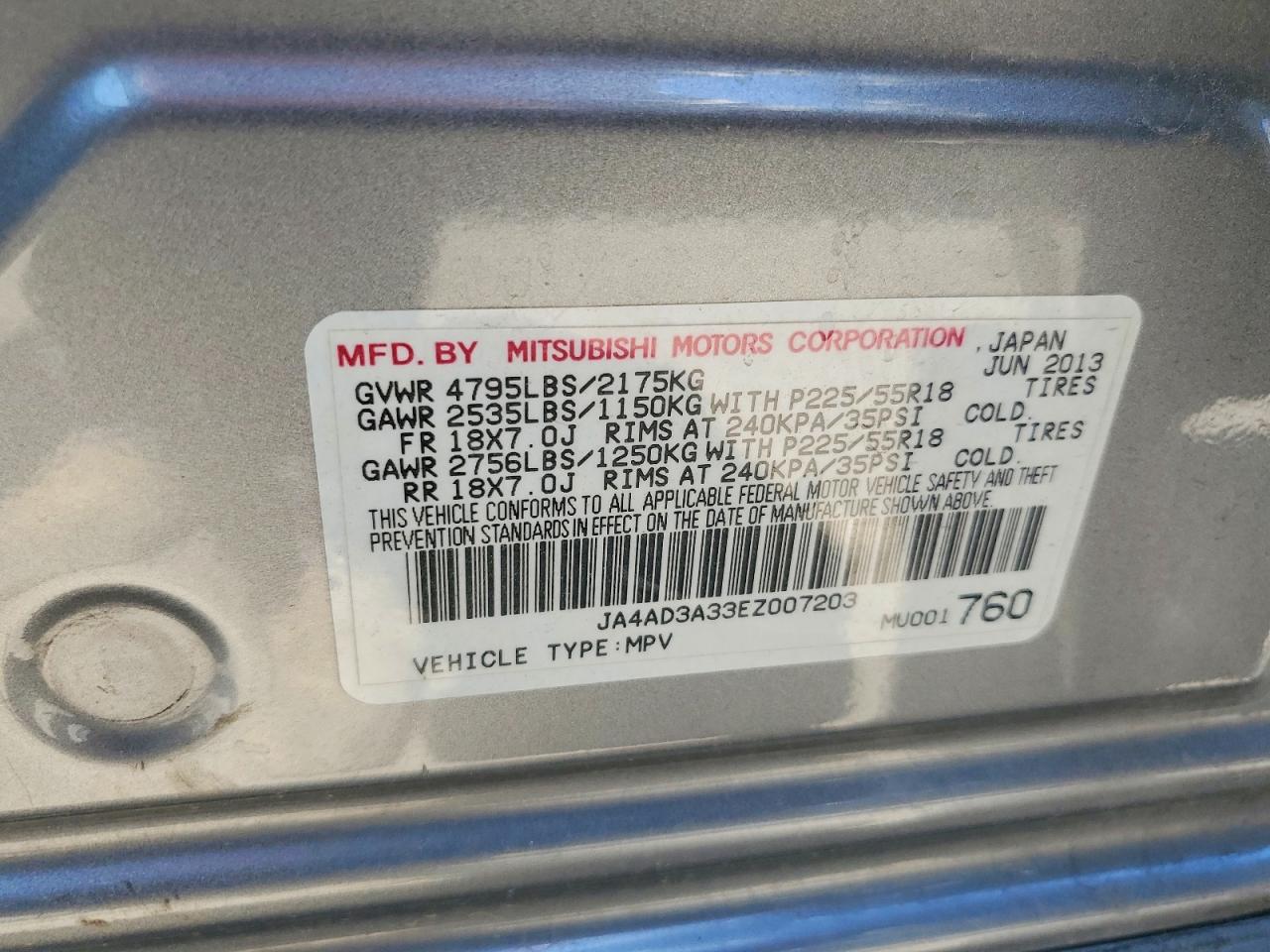 2014 Mitsubishi Outlander Se Gray vin: JA4AD3A33EZ007203