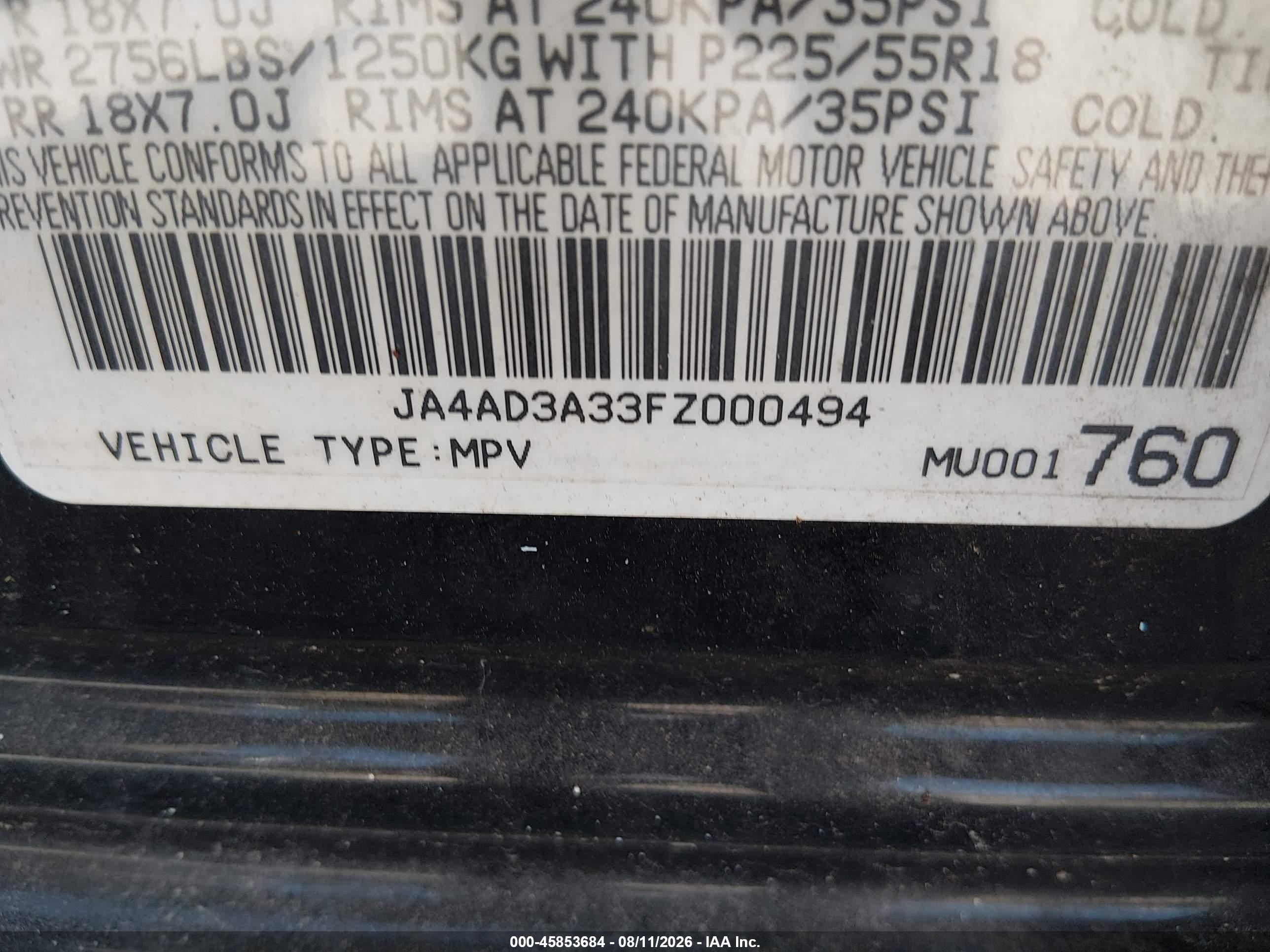 2015 Mitsubishi Outlander Se Black vin: JA4AD3A33FZ000494