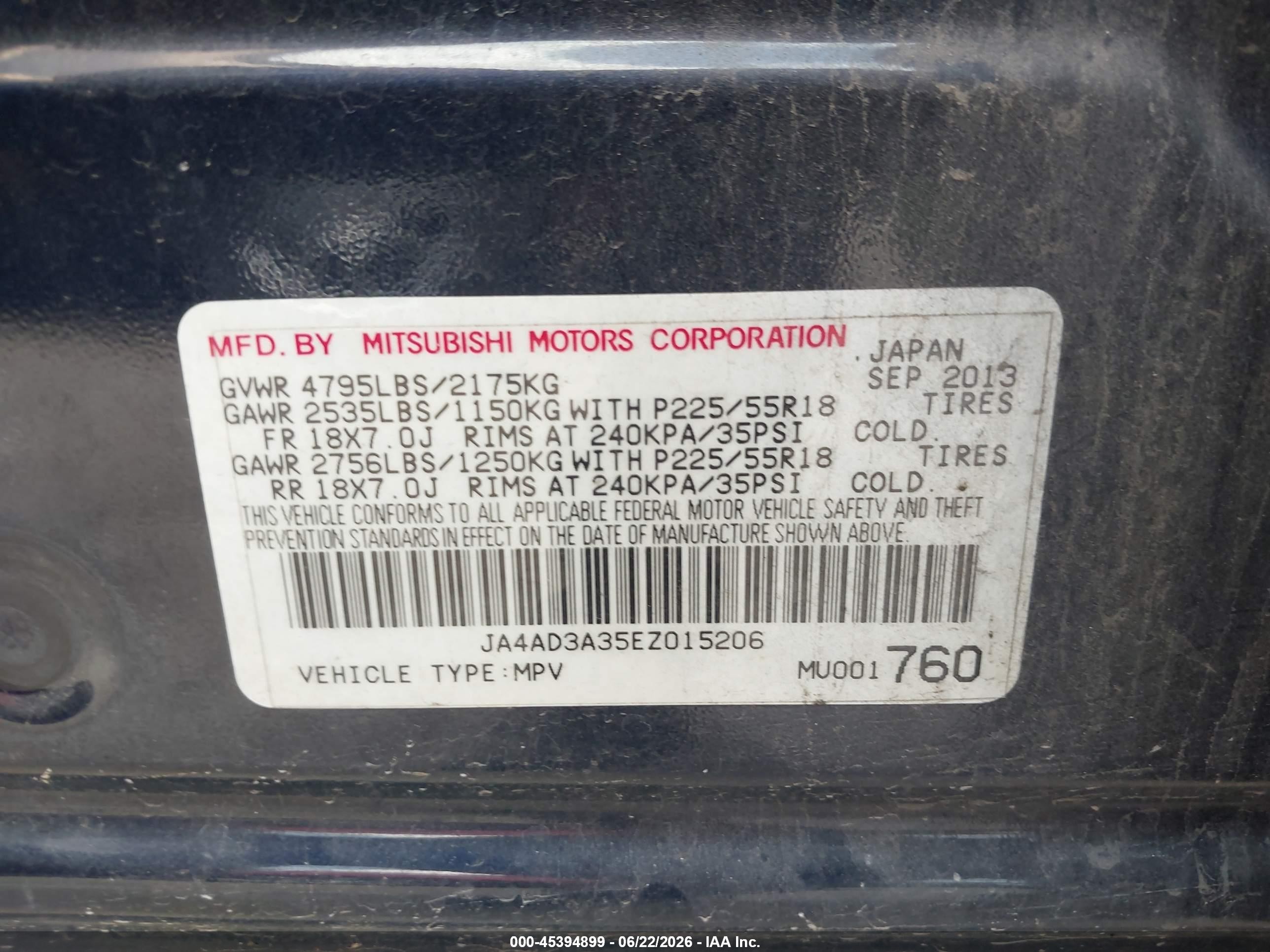 2014 Mitsubishi Outlander Se Dark Blue vin: JA4AD3A35EZ015206