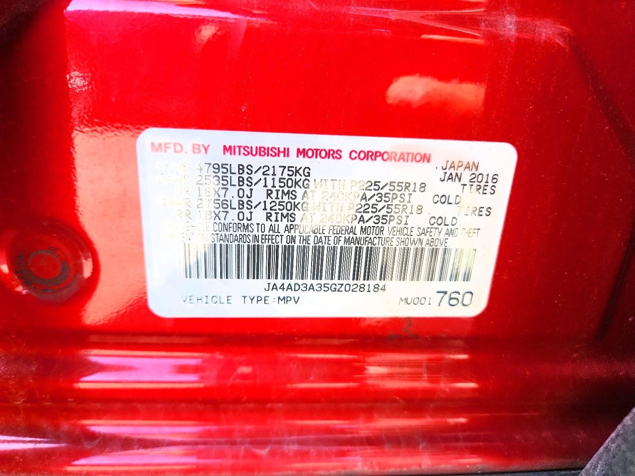 2016 Mitsubishi Outlander Se Красный vin: JA4AD3A35GZ028184