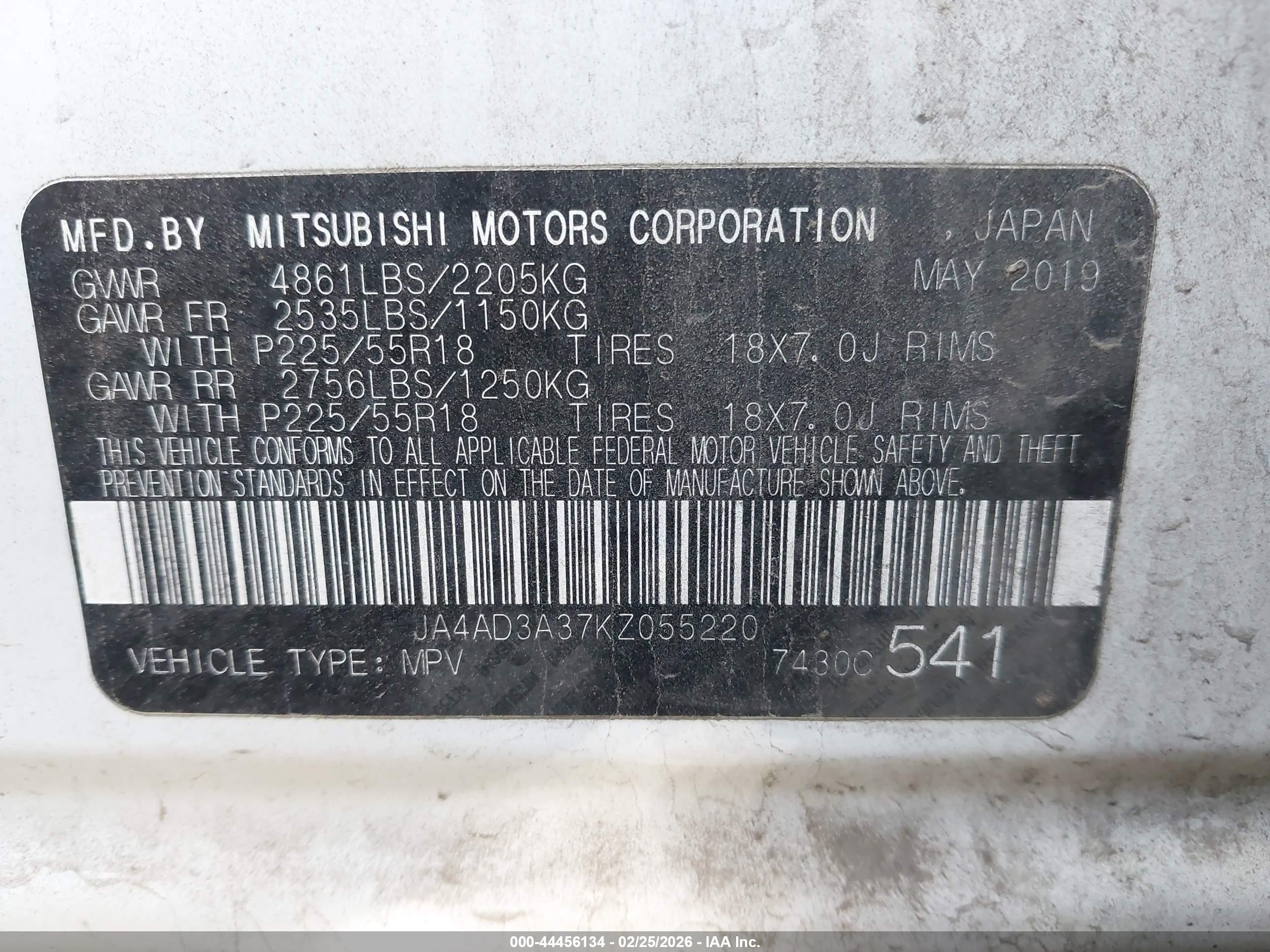 2019 Mitsubishi Outlander Se White vin: JA4AD3A37KZ055220